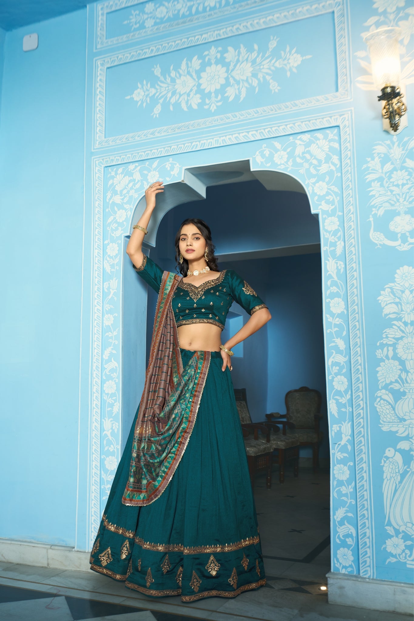 Premium Vichitra Silk Embroidered Wedding And Festive Designer Lehenga Choli For Women
