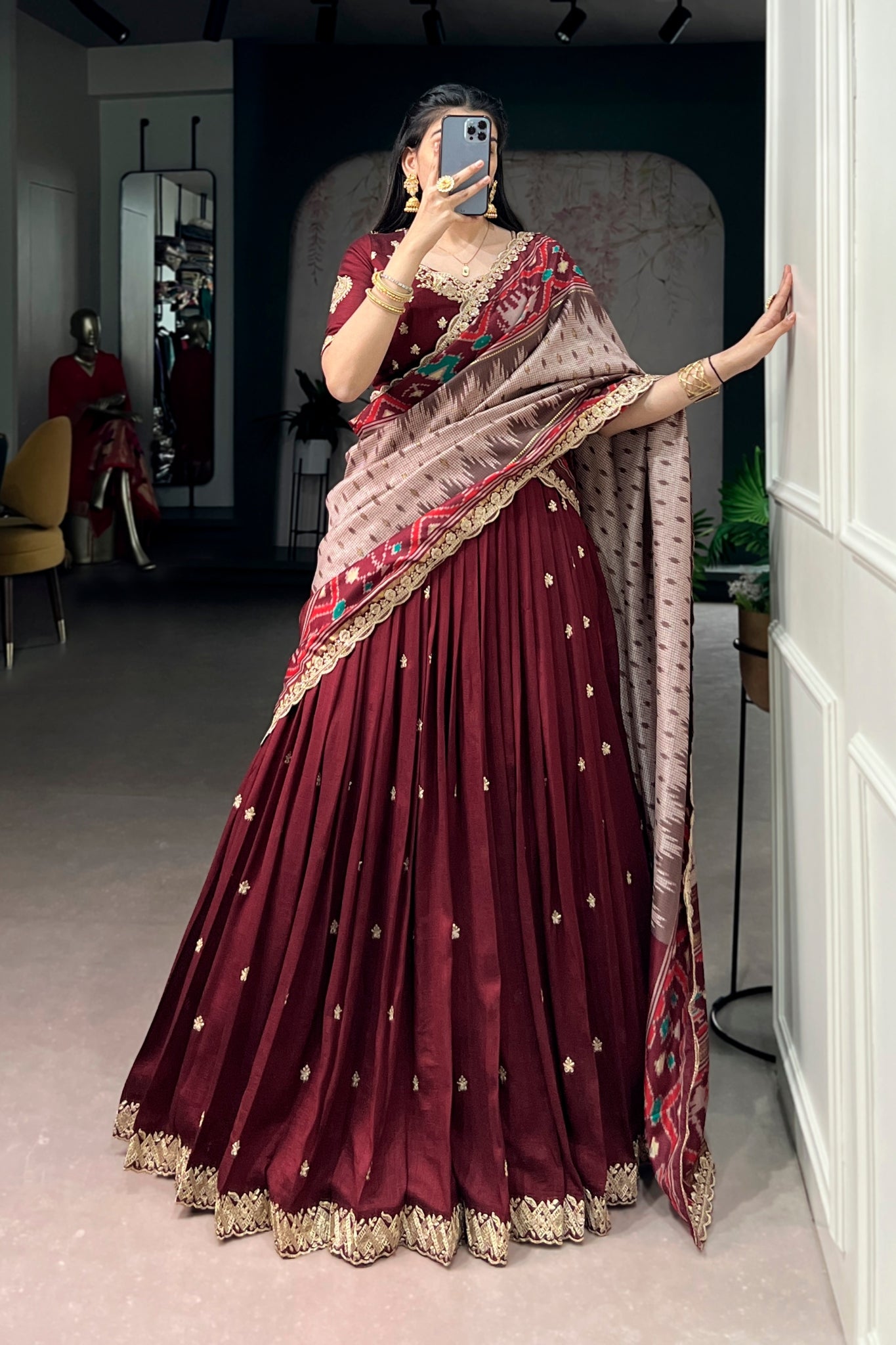 Premium Vichitra Silk Lehenga Choli For Women With Dupatta