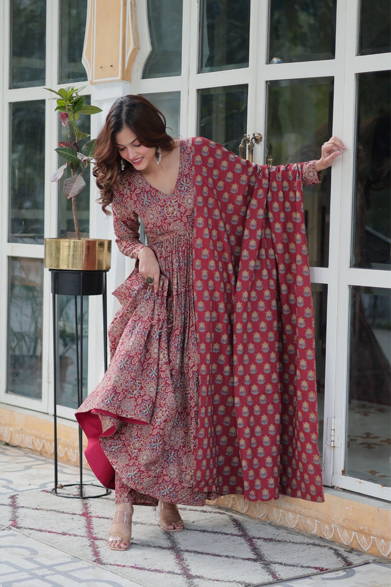 Pure Cotton Printed Designer Anarkali Flared Suit Set
