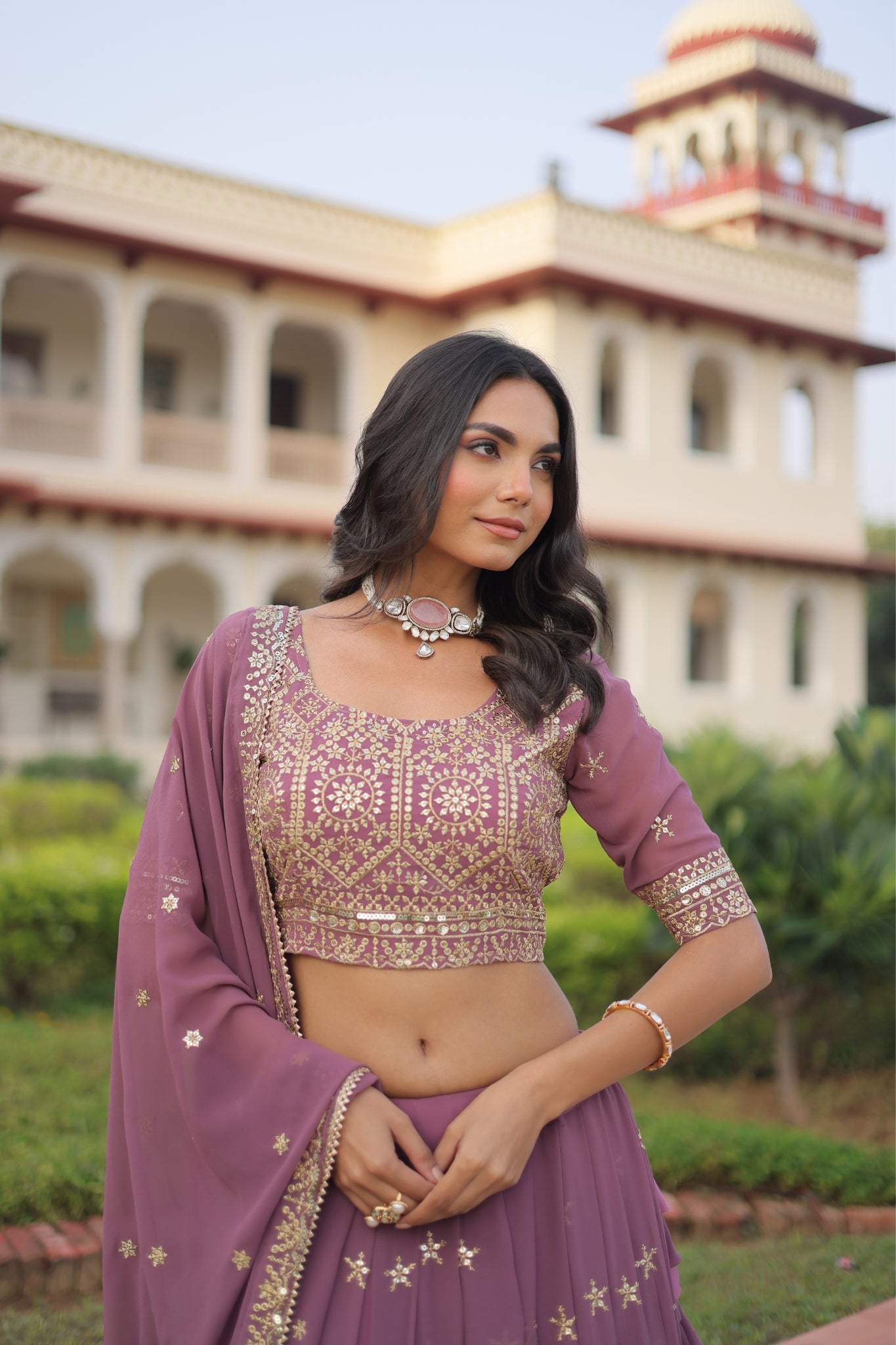 Designer Sequins Embroidered Lehenga Choli For Weddings And Festive Wear