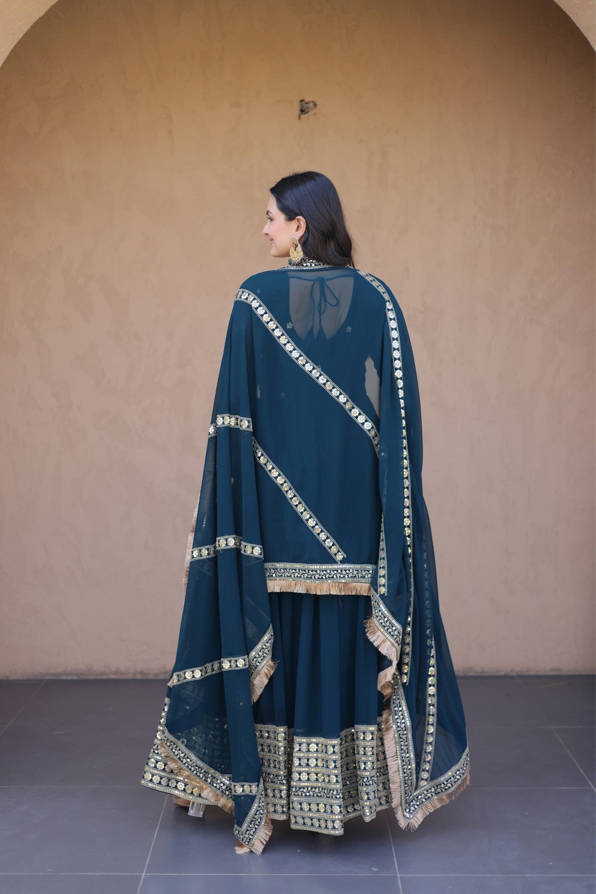 Designer Faux Blooming Anarkali Gown With Dupatta Set