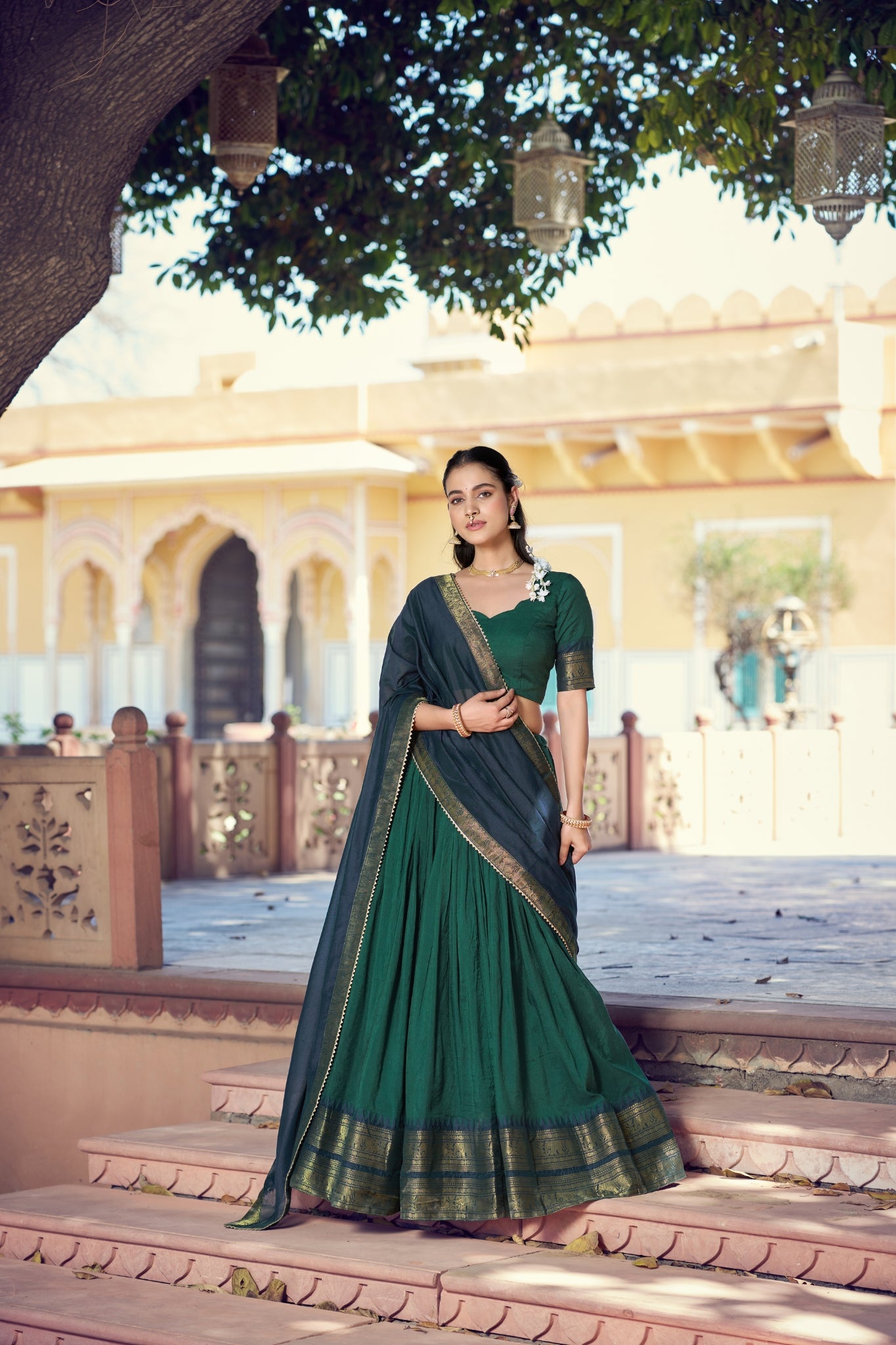 South Indian Traditional Lehenga Choli With Dupatta For Women