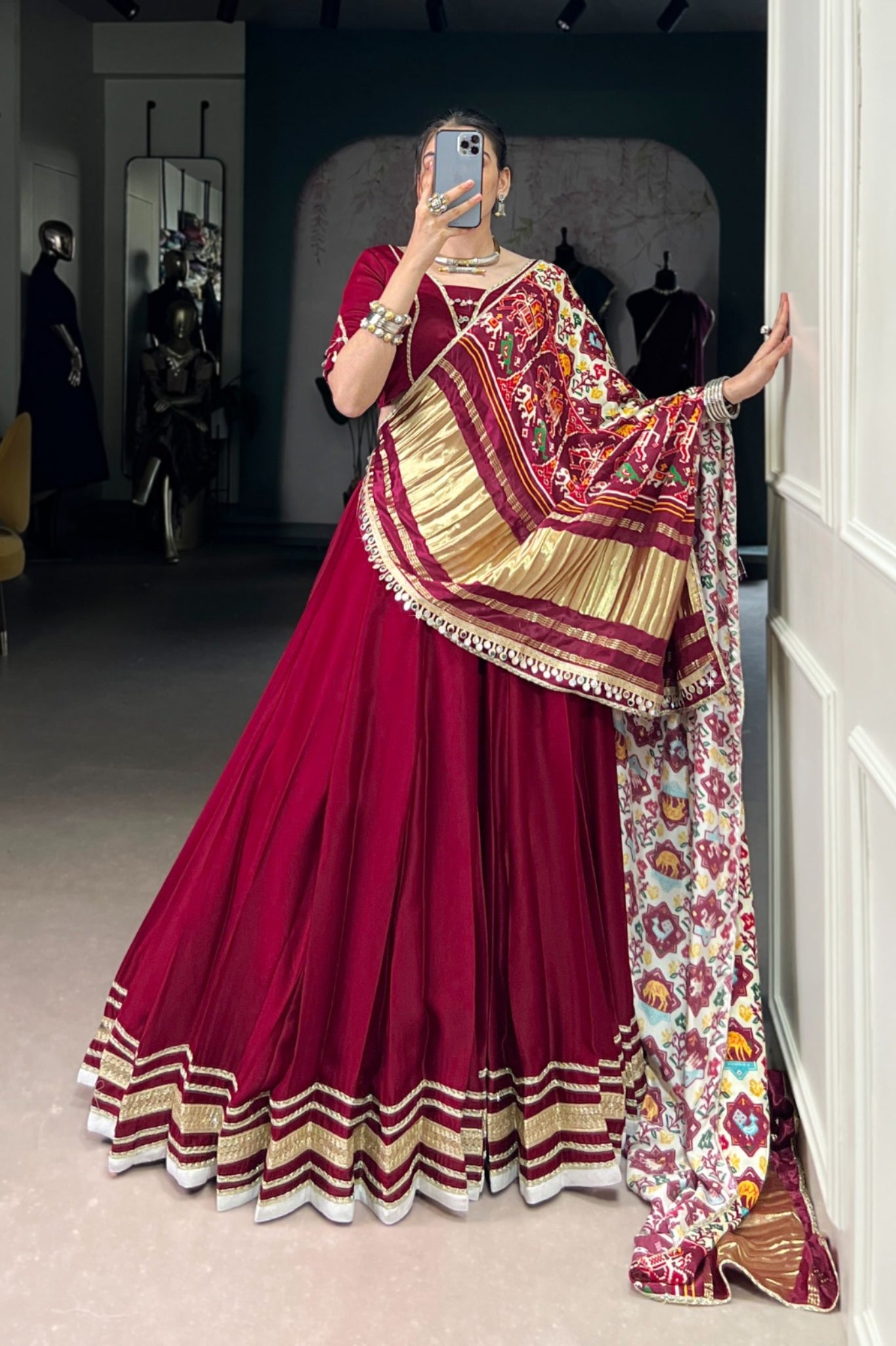 Silk Georgette Traditional Designer Lehenga Choli With Stunning Gaji Silk Dupatta Set