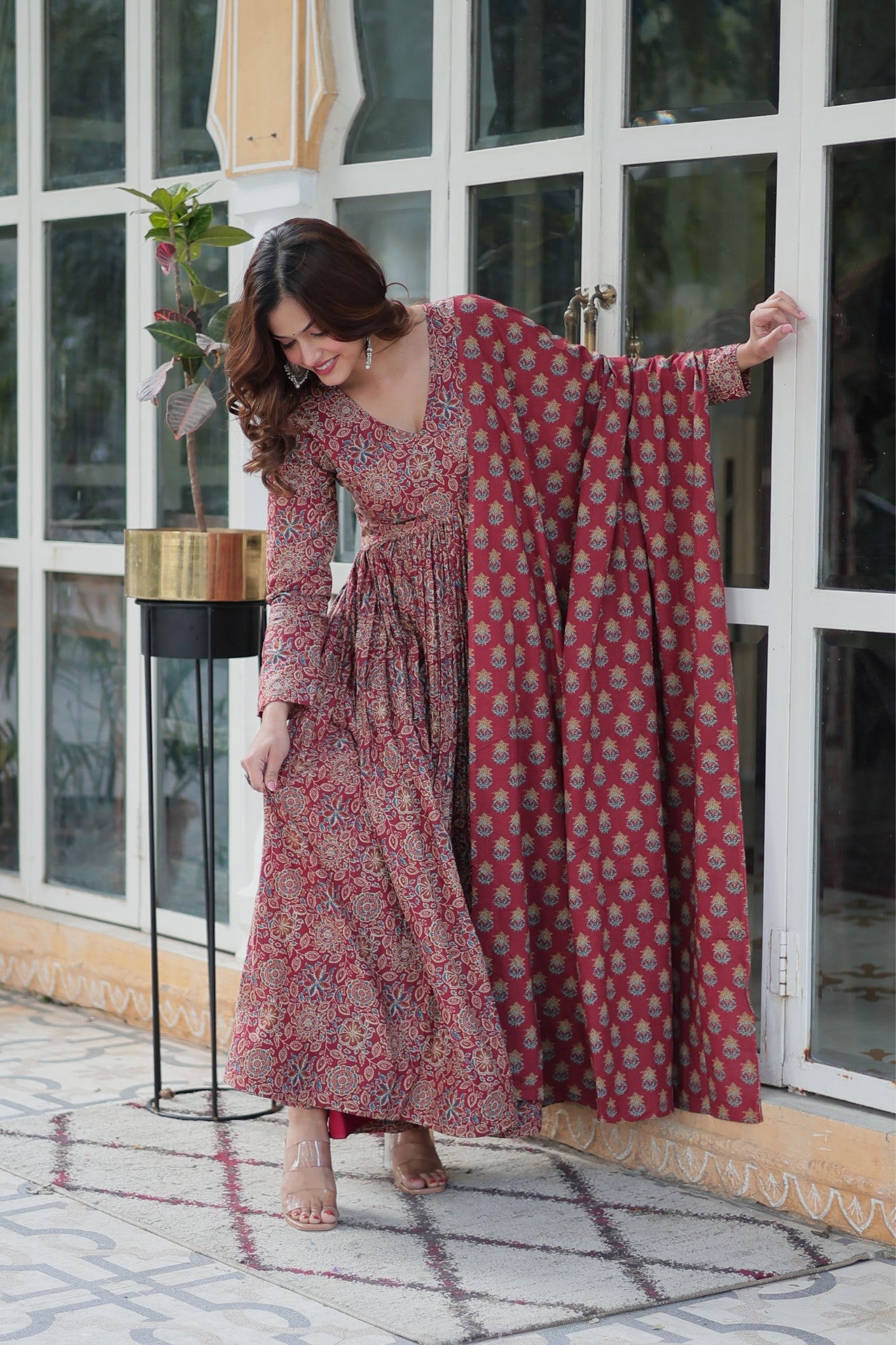 Pure Cotton Printed Designer Anarkali Flared Suit Set