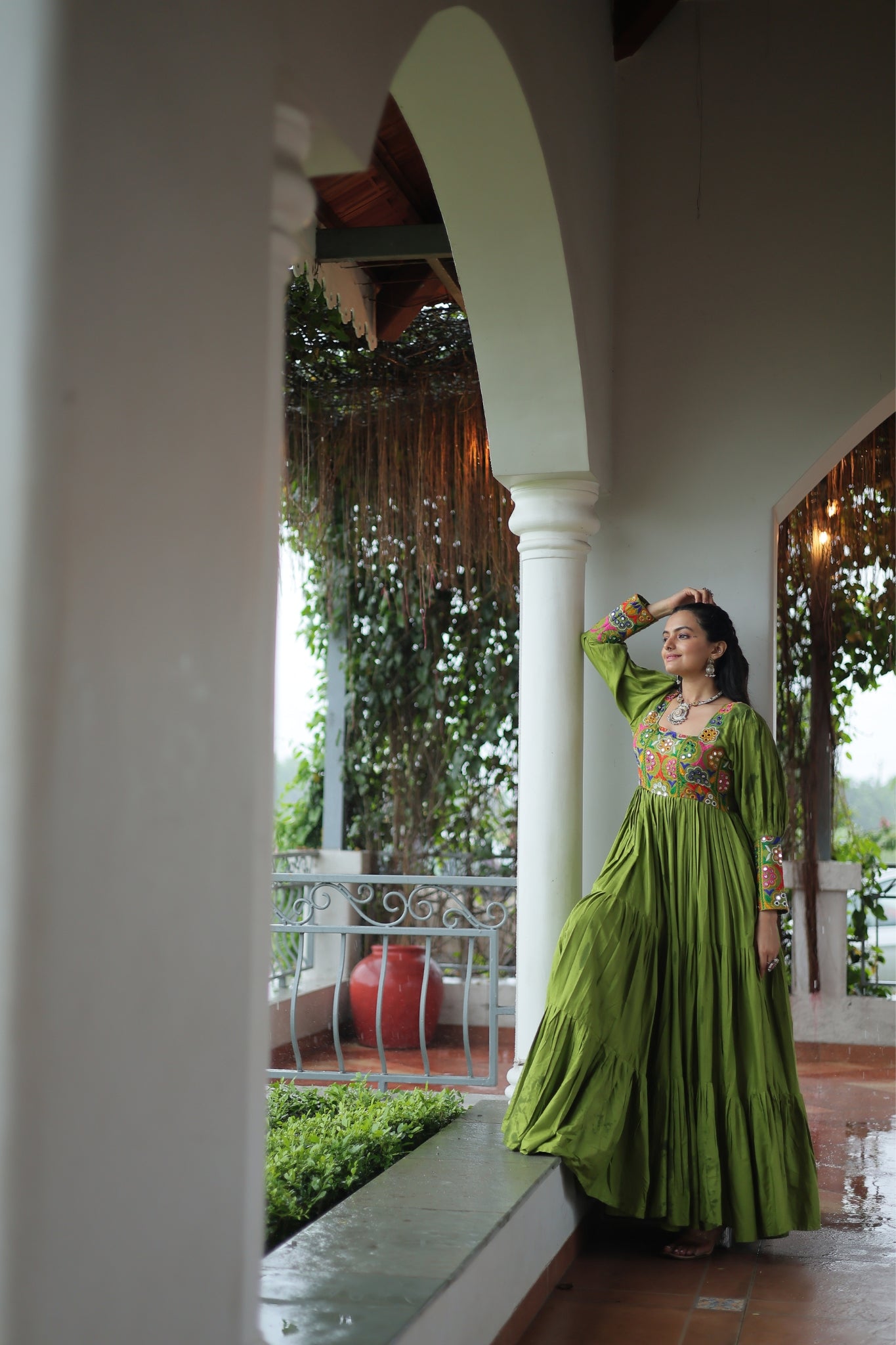 Stunning Navratri Designer Rayon With Gamthi Work Traditional Gown