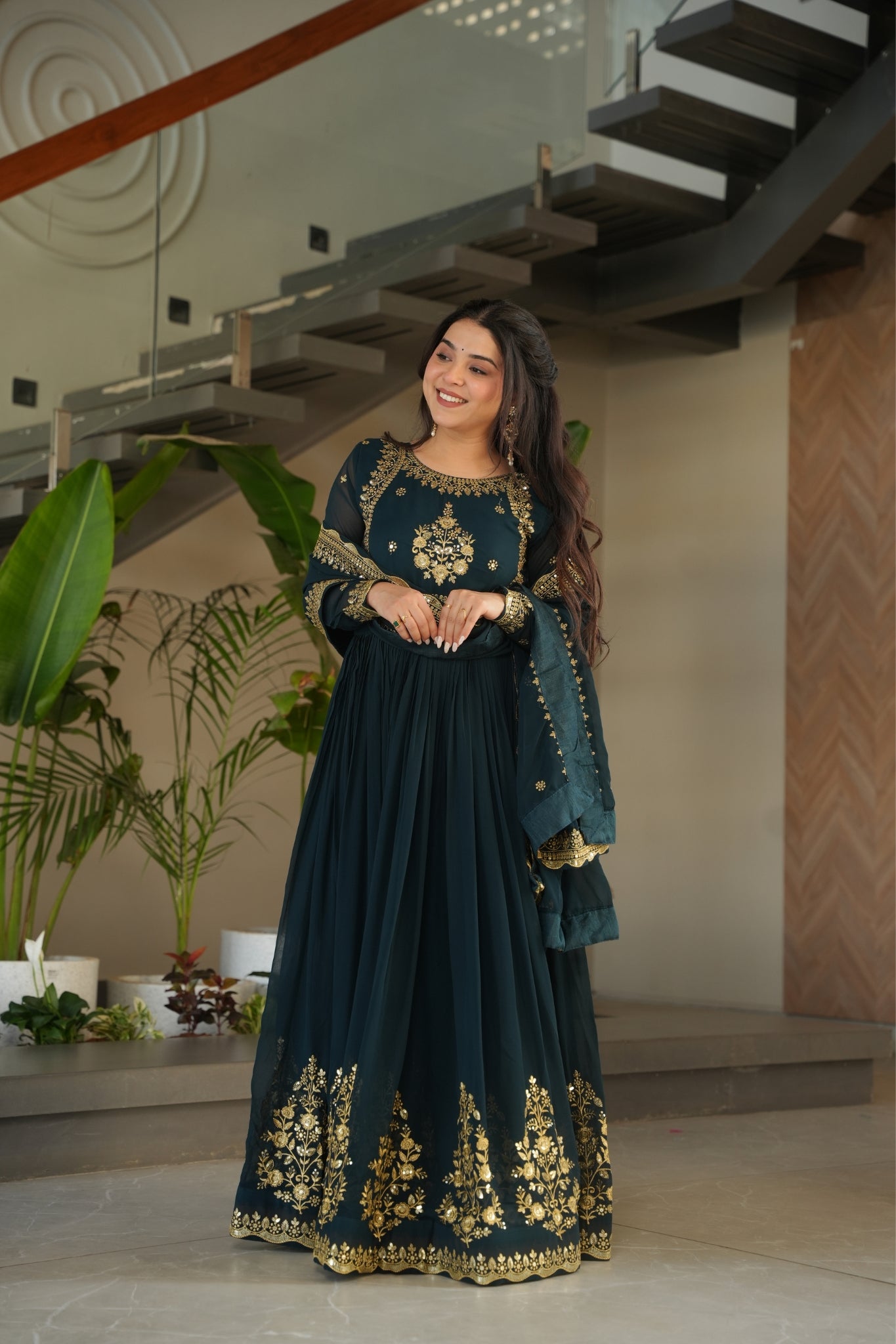 Georgette Tread Sequins Embordered Anarkali Suit