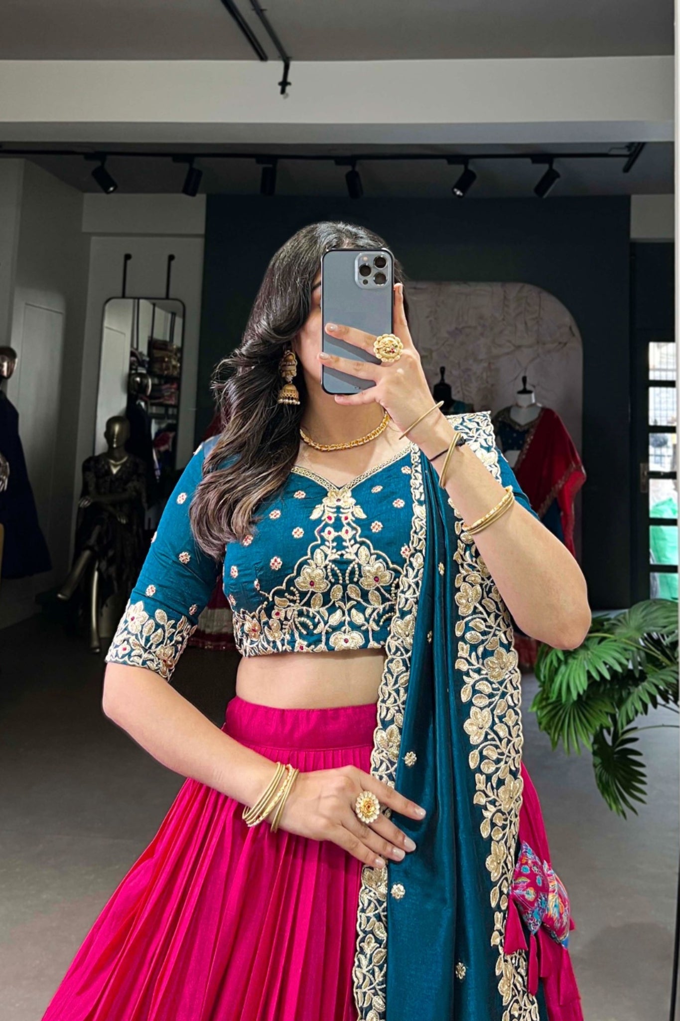 Designer Tussar Silk Printed Lehenga Set With Embroidered Blouse And Dupatta