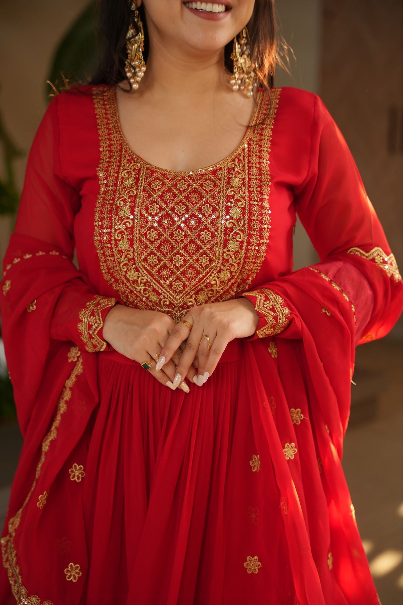 Premium Designer Embroidered Sequins Work Festive Gown With Dupatta Set