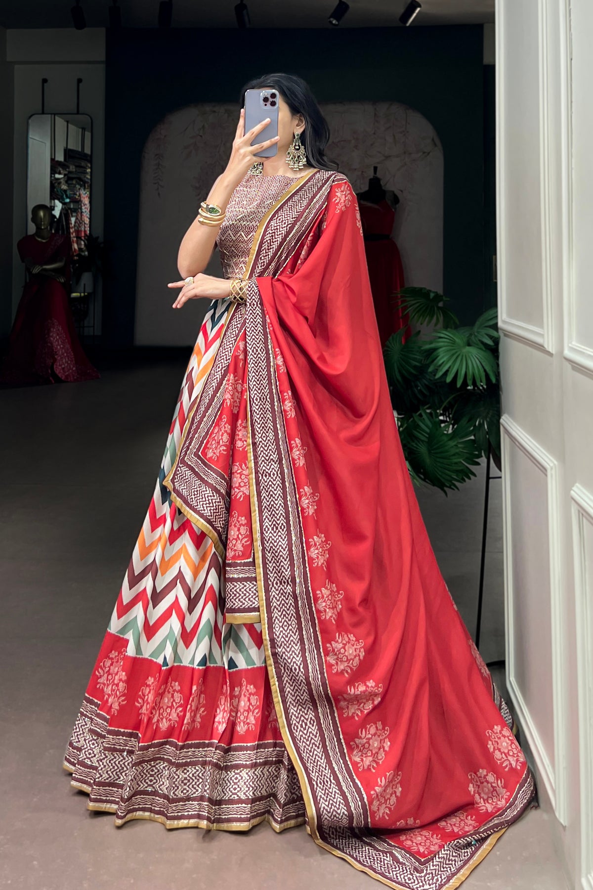 Vaishali Silk Designer Print With Beads Work Lehenga Choli For Wedding & Festive Wear