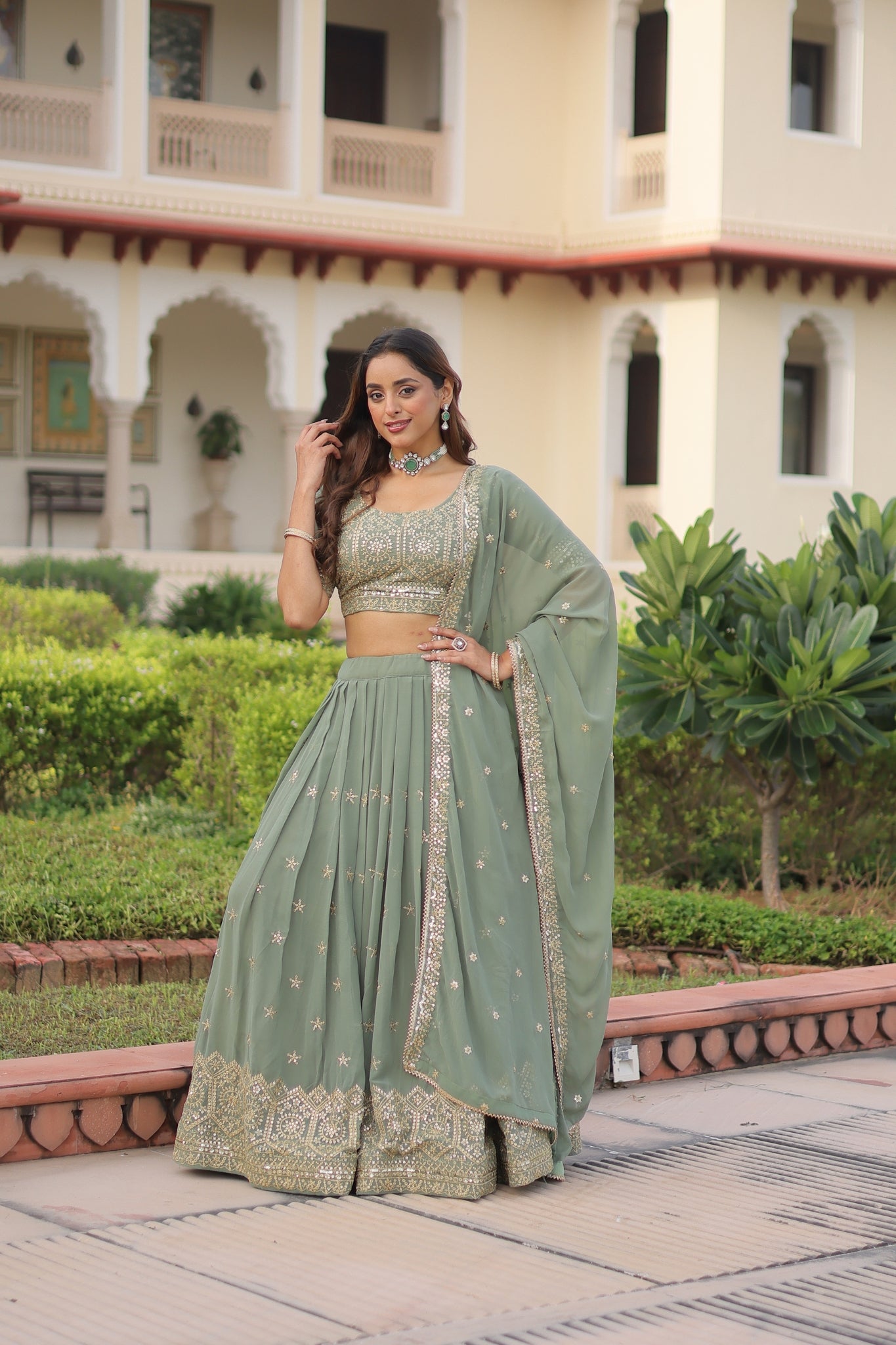 Designer Sequins Embroidered Lehenga Choli For Weddings And Festive Wear