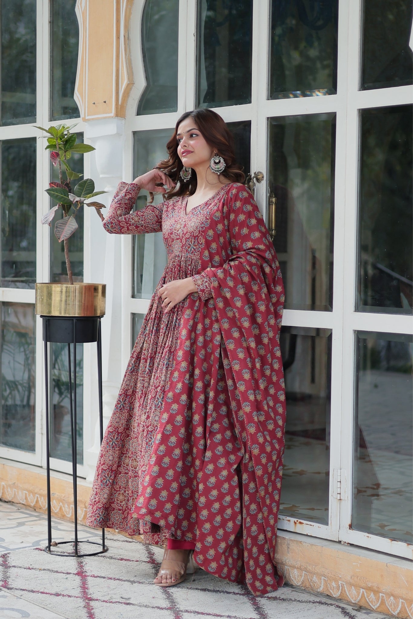 Pure Cotton Printed Designer Anarkali Flared Suit Set