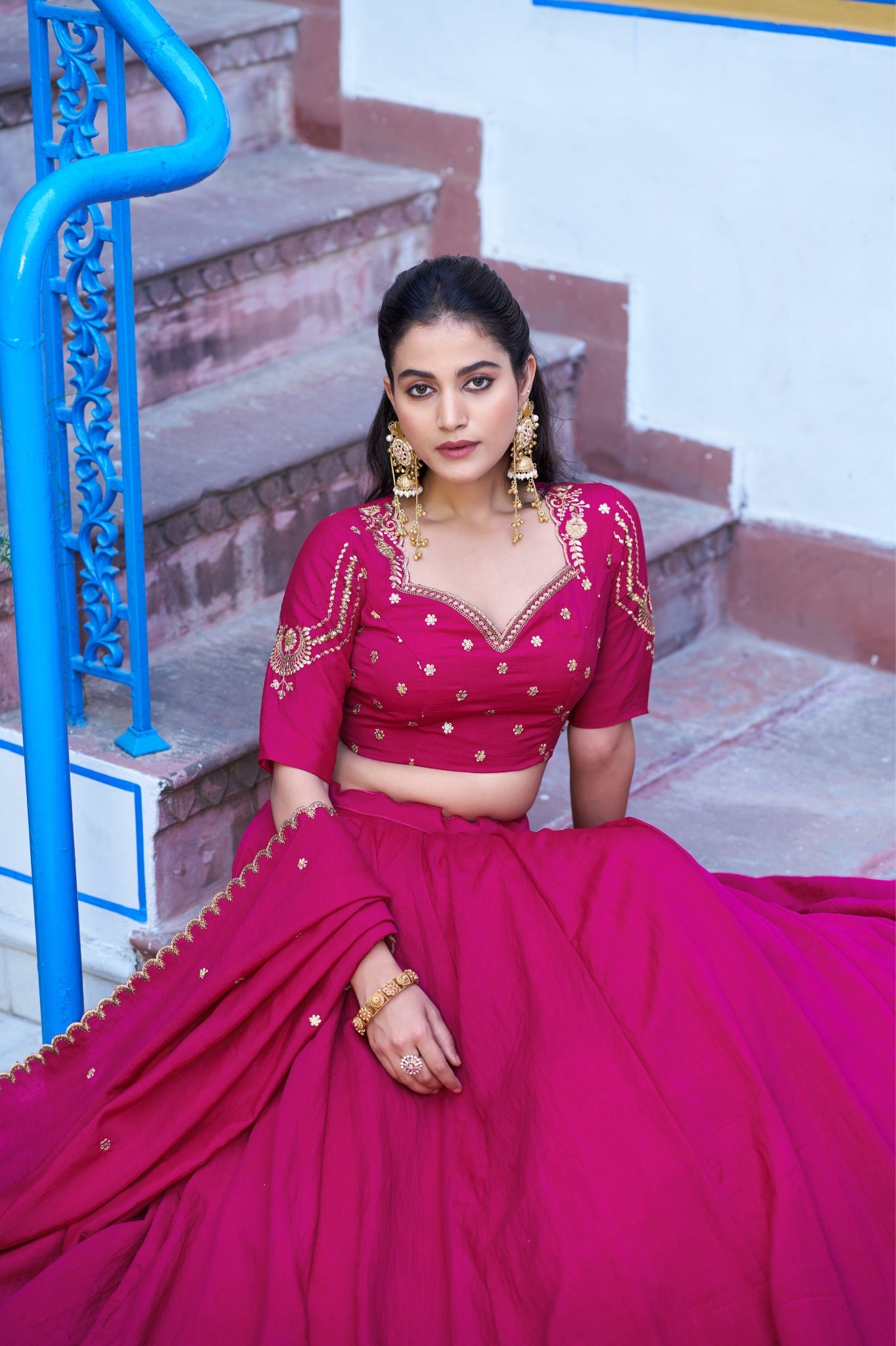 Designer Silk Lehenga Choli For Women With Sequins Thread Embroidery Dupatta