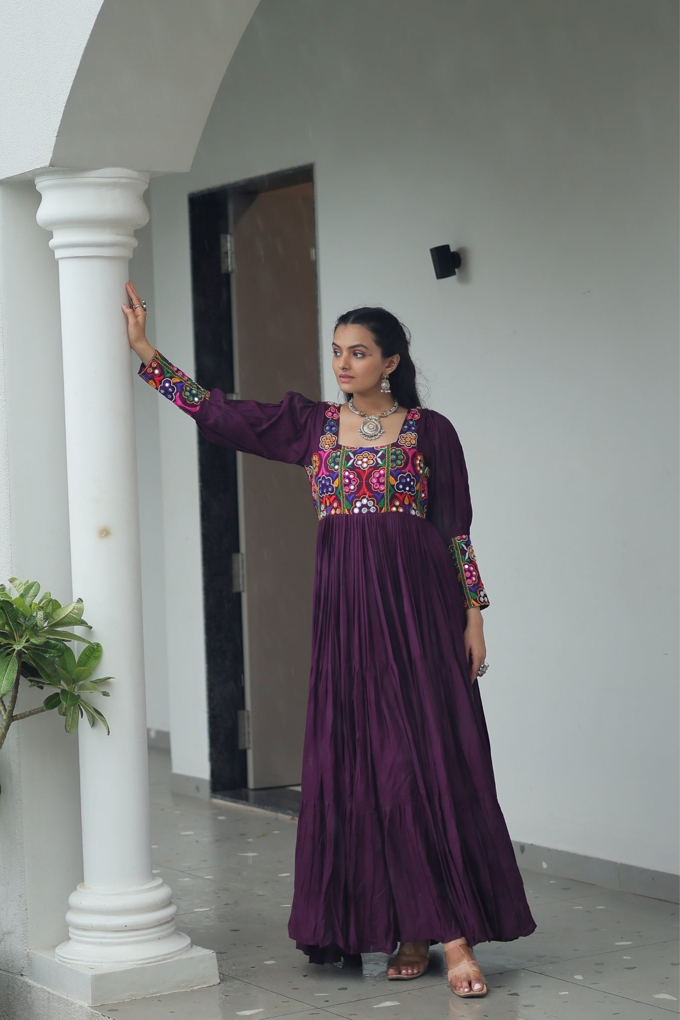 Stunning Navratri Designer Rayon With Gamthi Work Traditional Gown