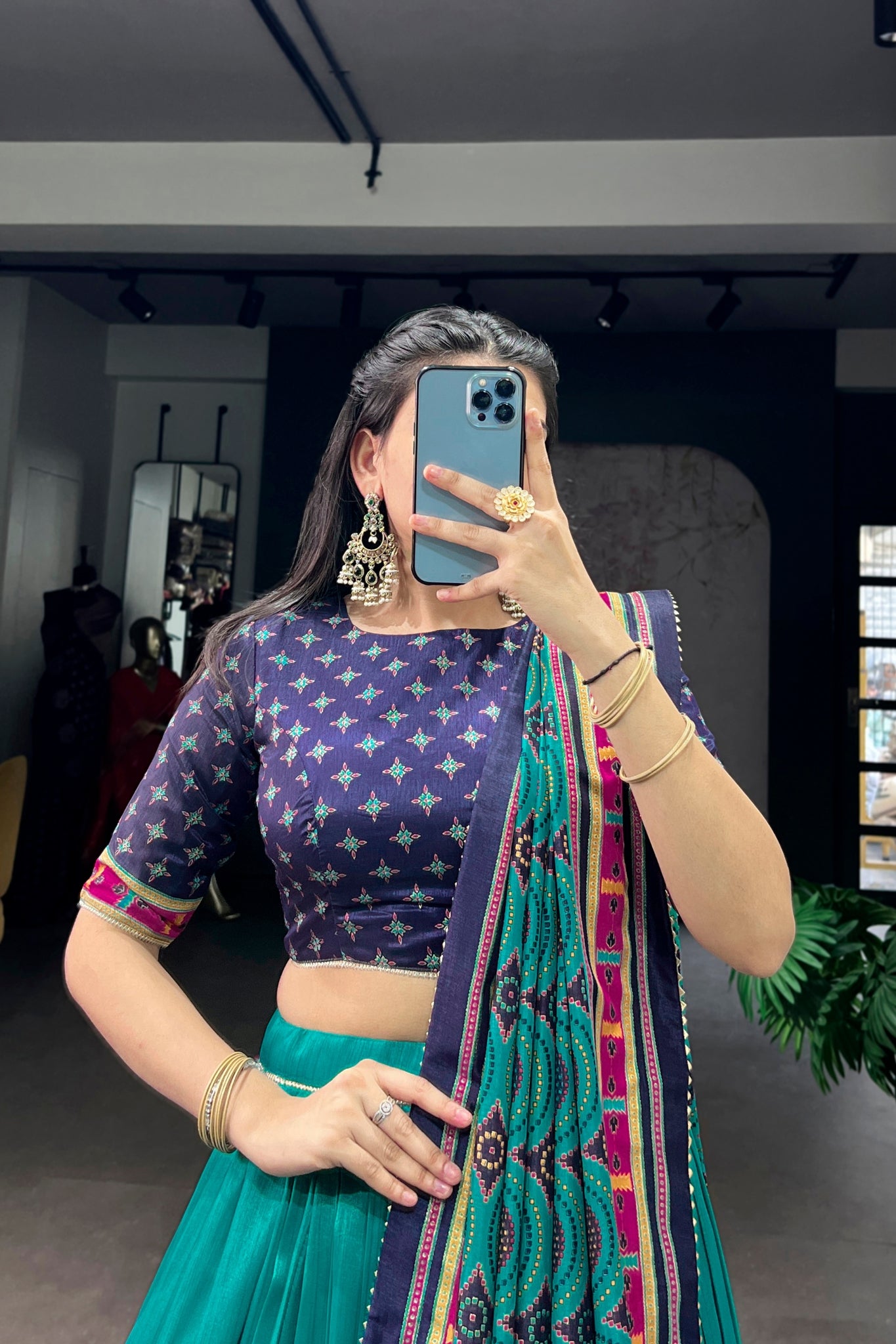 Premium Printed Festive Tasar Silk Lehenga Choli Set For Women
