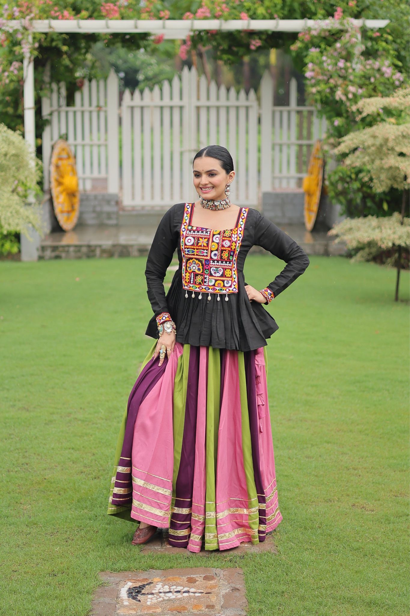 Navratri Special Rayon Kutchi Gamthi Work Traditional Lehenga Choli