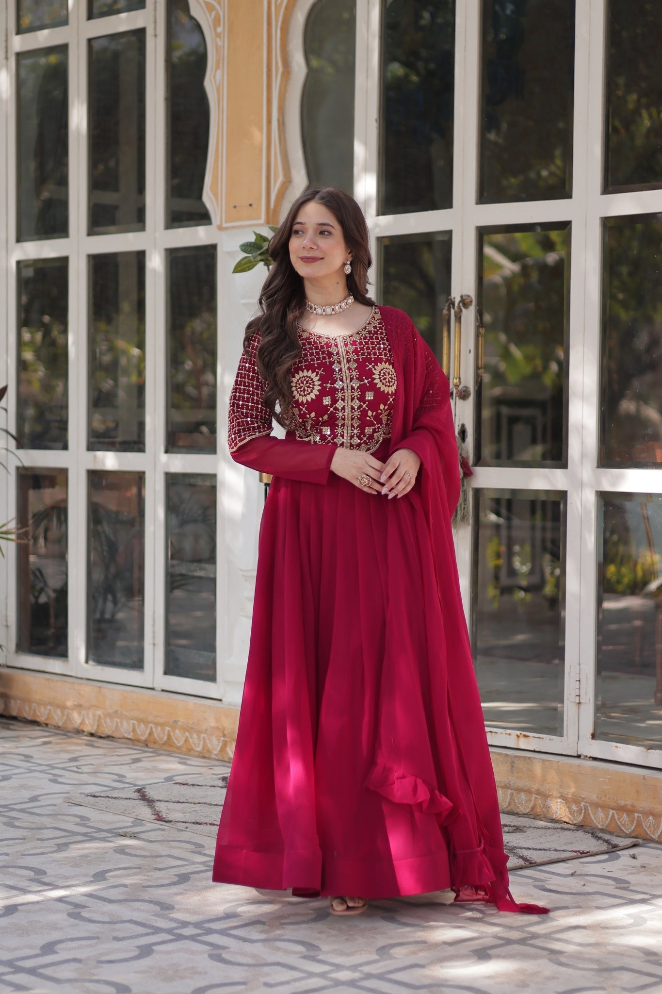 Attractive Georgette Embroidered Designer Anarkali Suit Set
