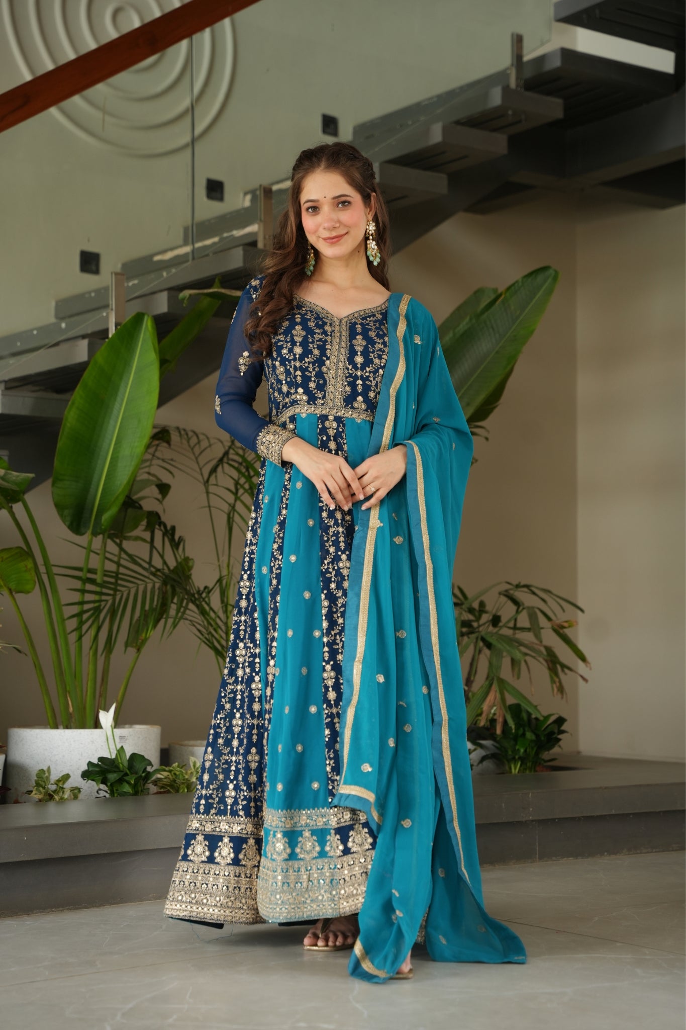 Stylish Sequins Embroidered Wedding Designer Gown