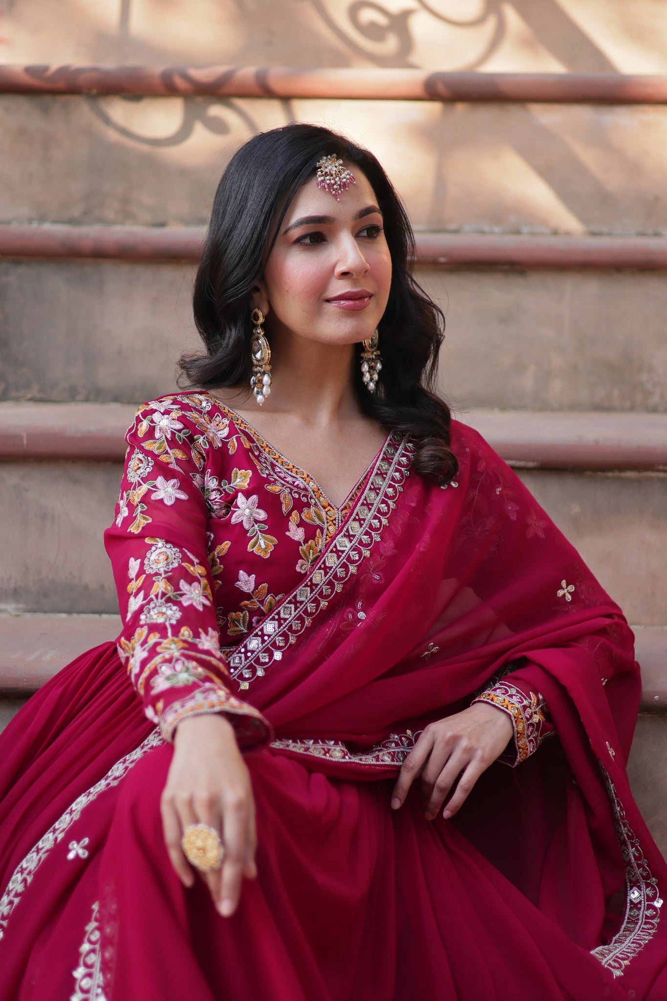 Floral Embroidery Sequins Work Beautiful Anarkali Suit Set