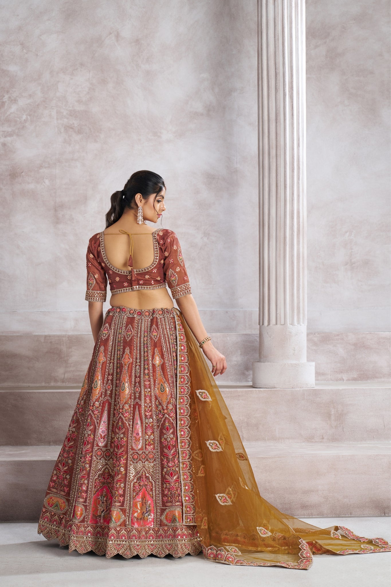 Elegant Designer Zari And Aari Embroidery Work Wedding Lehenga Choli