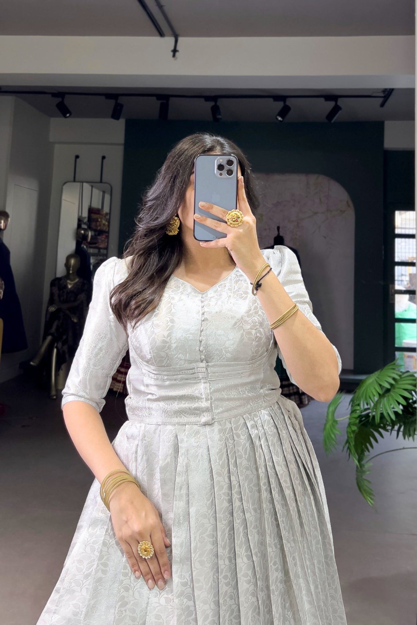 Elegant Kanjivaram Gown With Zari Work & Matching Koti