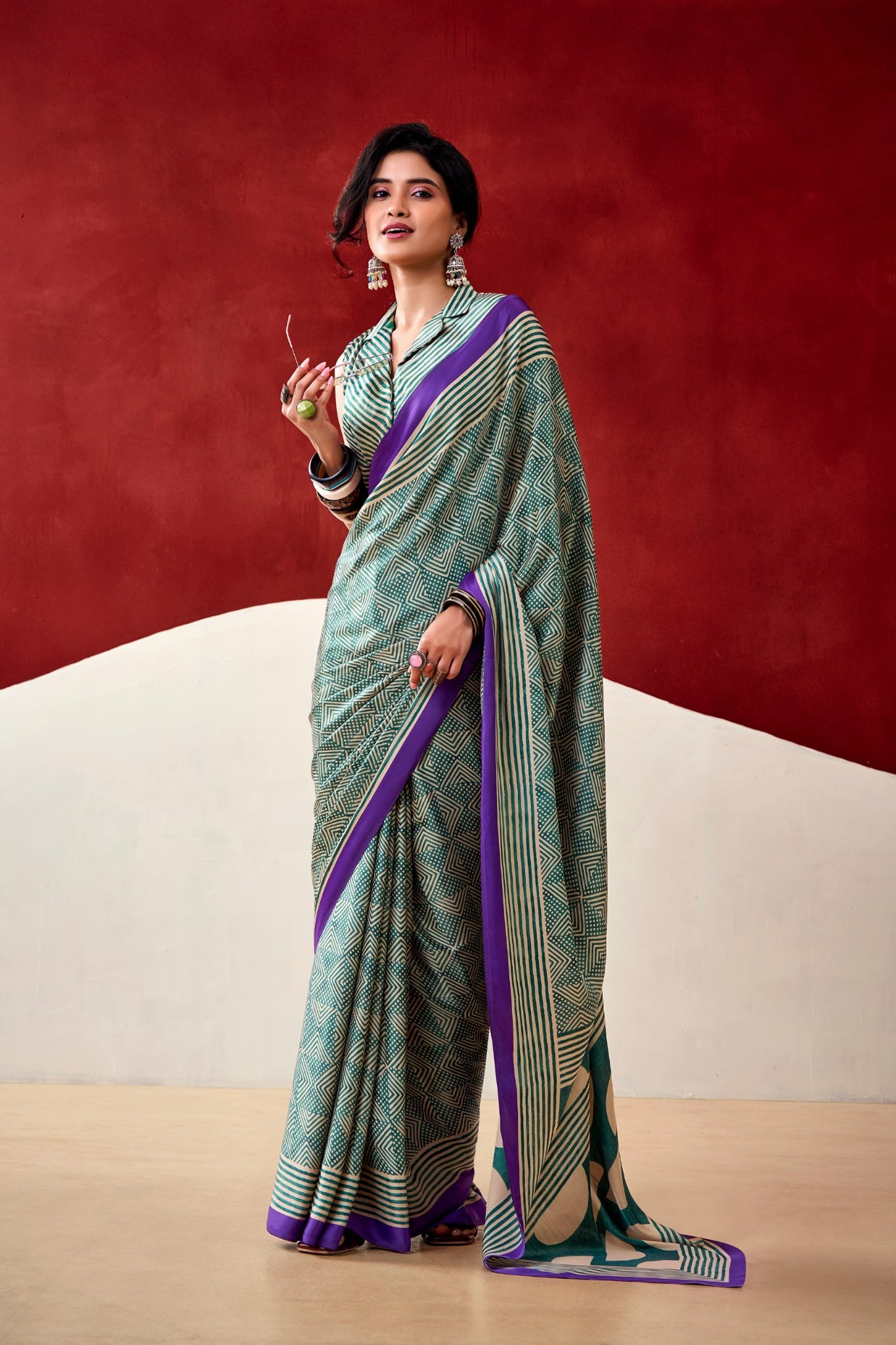Soft Dull Silk Printed Saree With Elegant Border