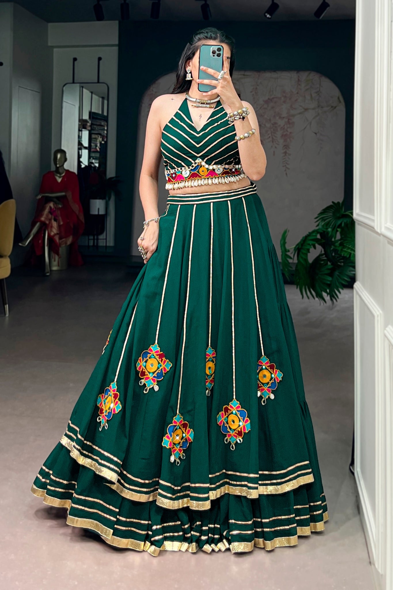 Raasrang Designer Gamthi With Mirror Work Navratri Lehenga Choli