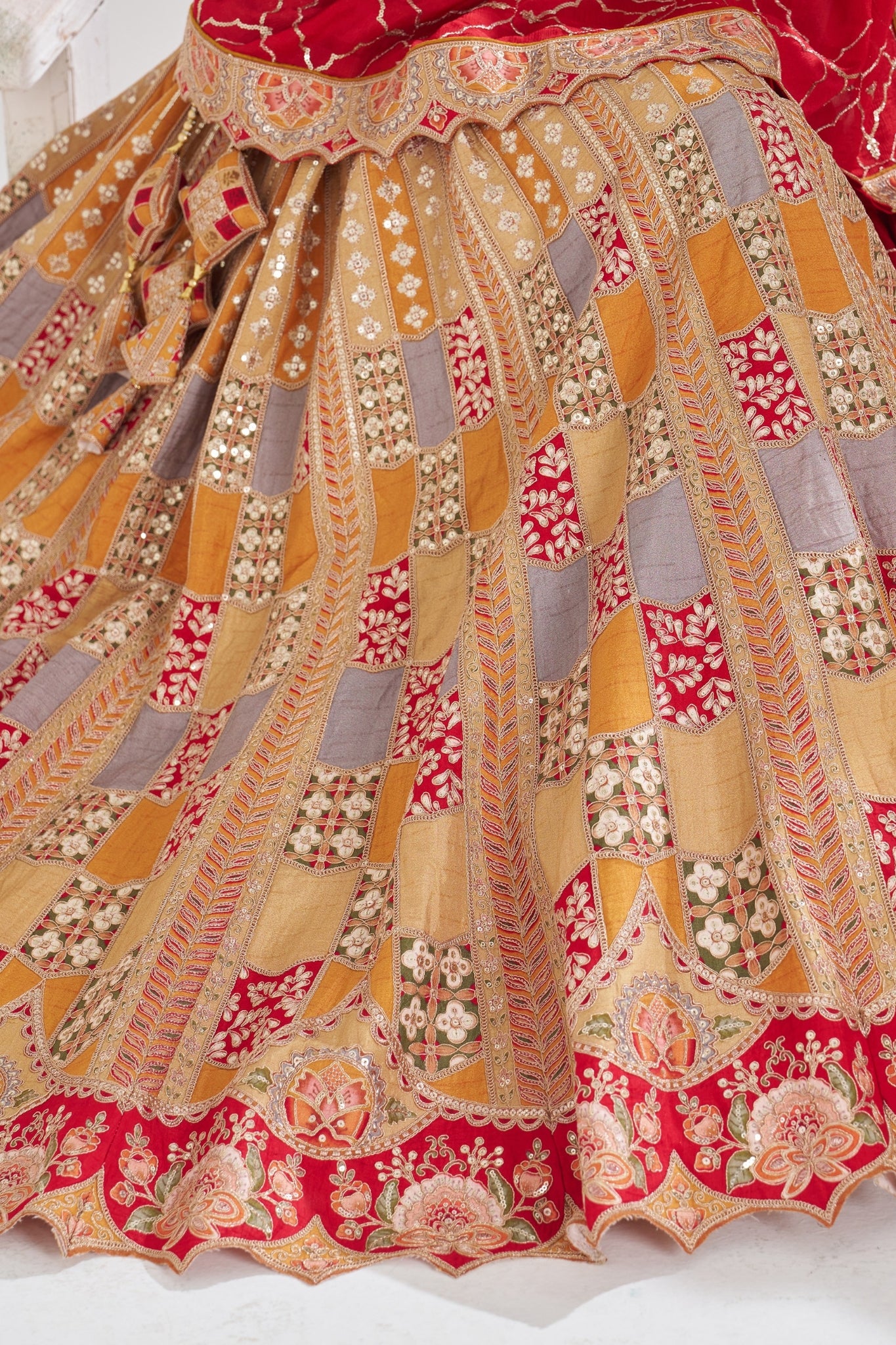 Stunning Mustard Beautiful Designer Sequins With Aari Work Wedding Lehenga Choli