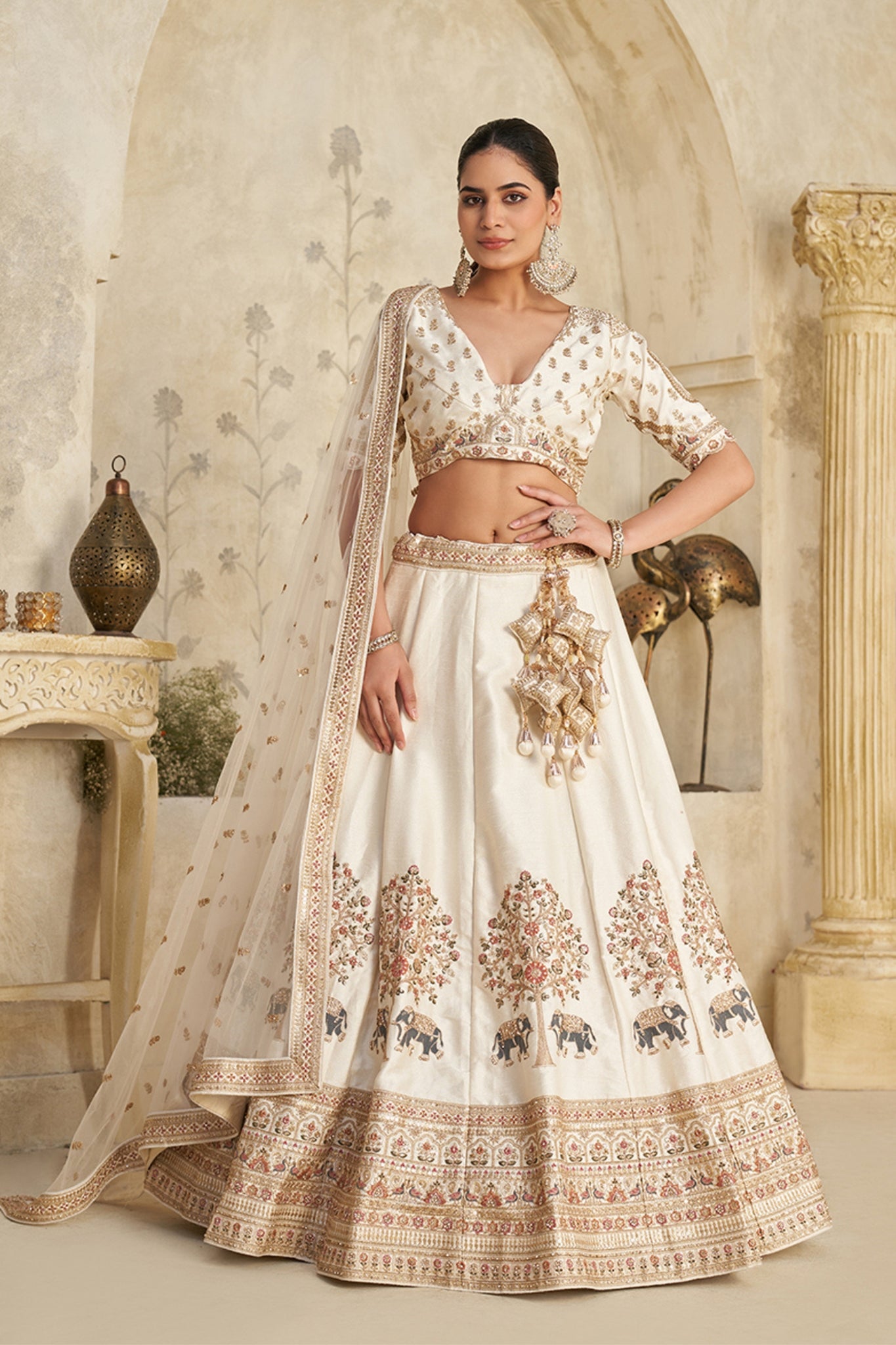 Ivory Grandeur Luxury Zari Embroidered Bridal Lehenga