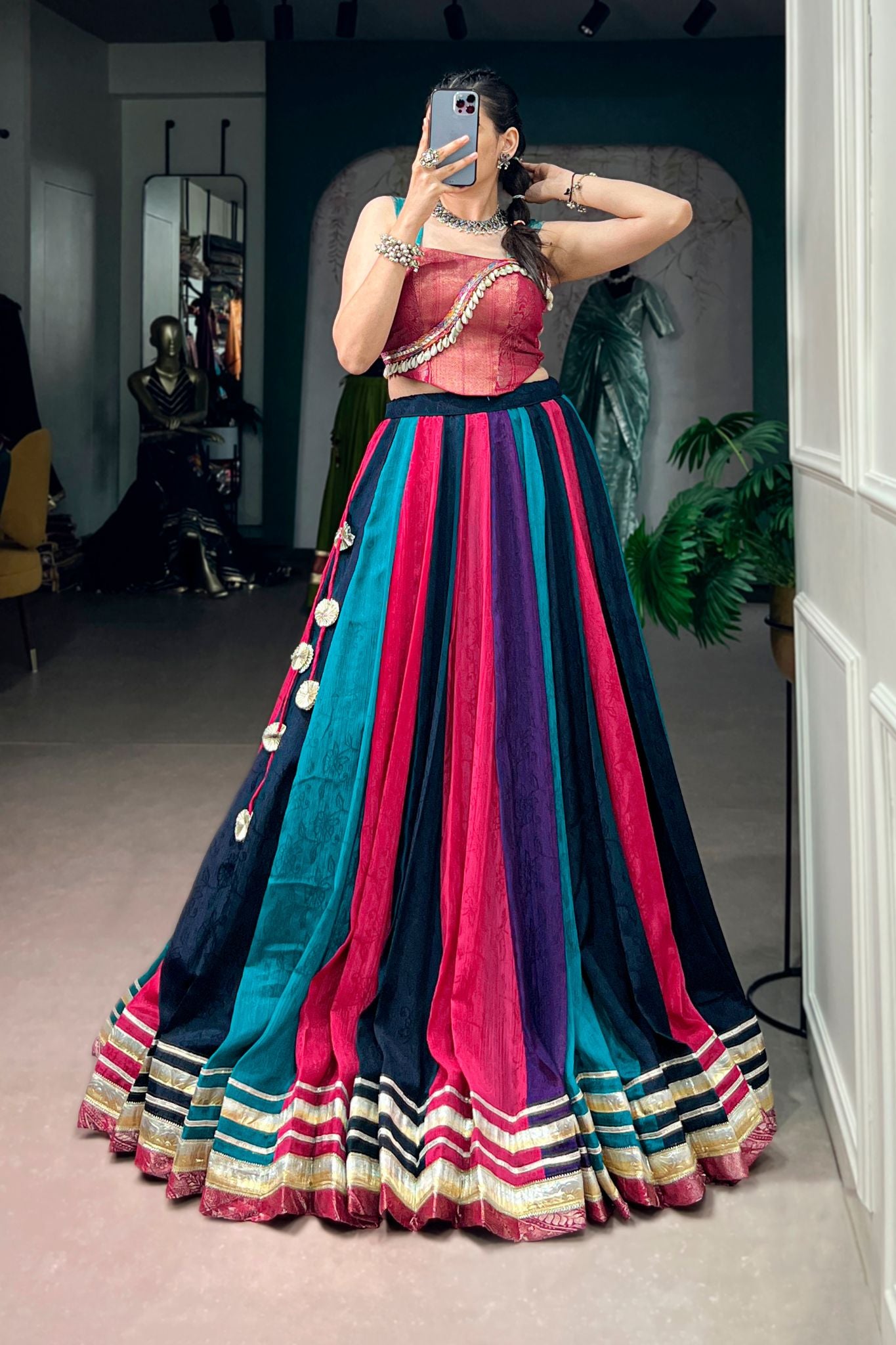 Raasrang Multicolor Rich Chinon Navratri Designer Lehenga Choli For Women