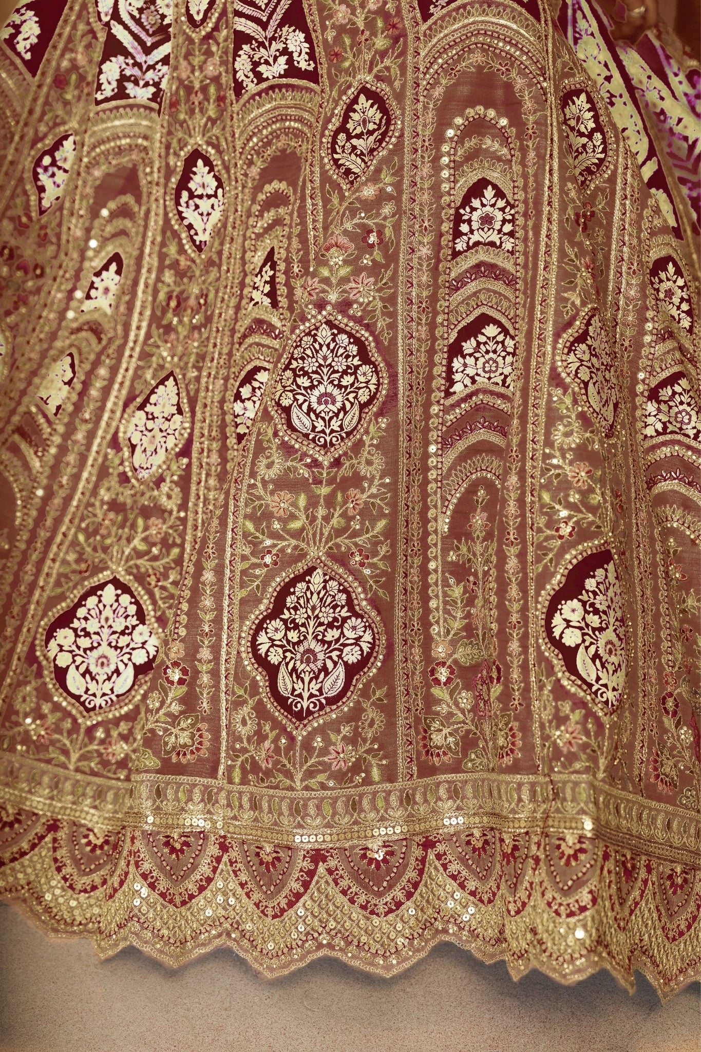 Wedding Special Designer Aari Embroidery Work Banarasi Silk Lehenga Choli Set