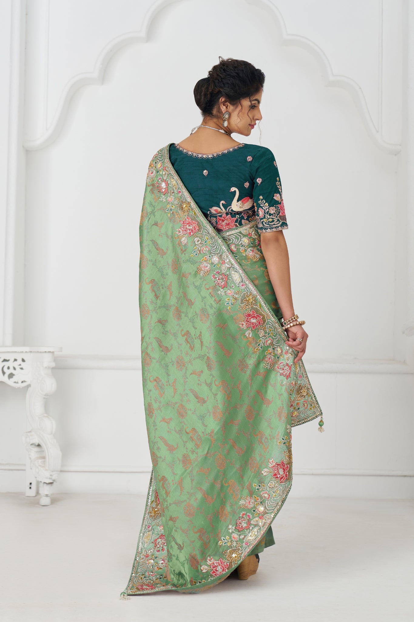 Green Pure Dola Viscose Silk Wedding Perfect Saree