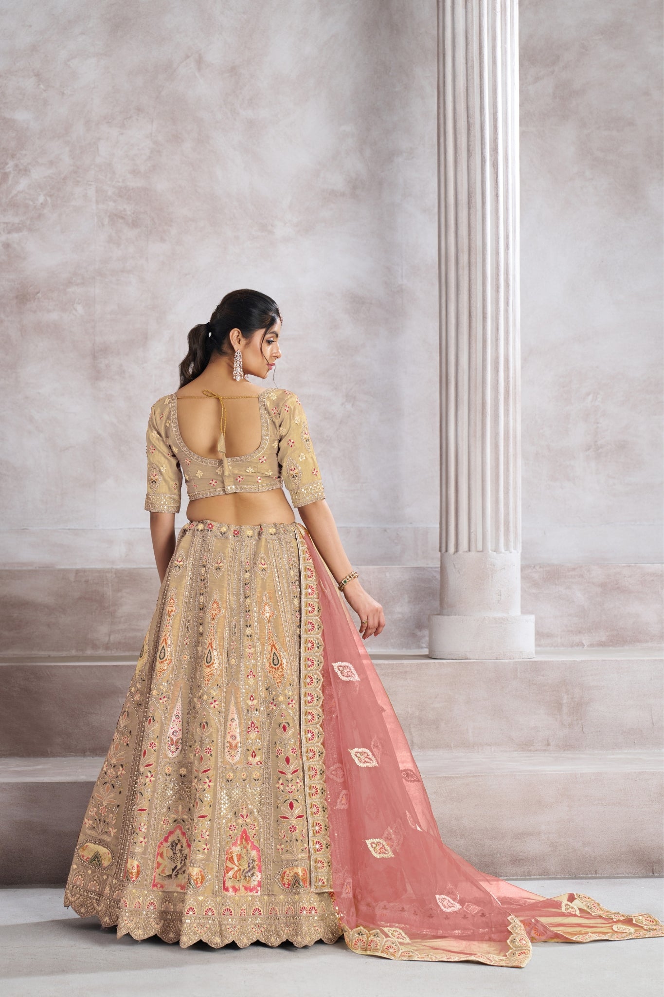 Elegant Designer Zari And Aari Embroidery Work Wedding Lehenga Choli