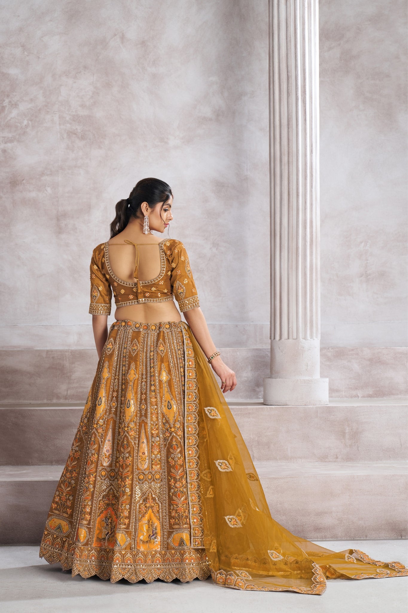 Elegant Designer Zari And Aari Embroidery Work Wedding Lehenga Choli