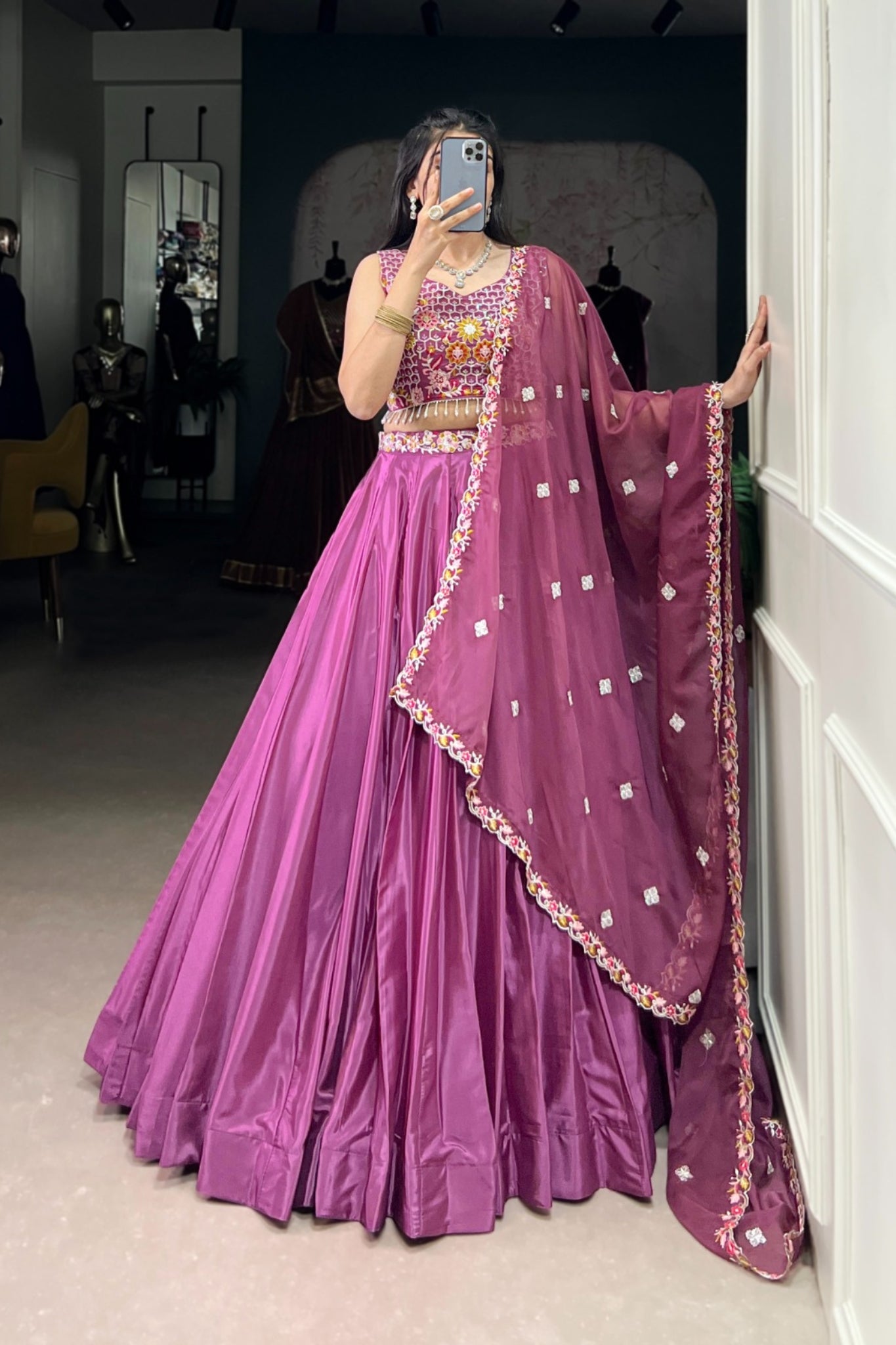 Designer Sequins Thread Embroidered Work Wedding Lehenga Choli