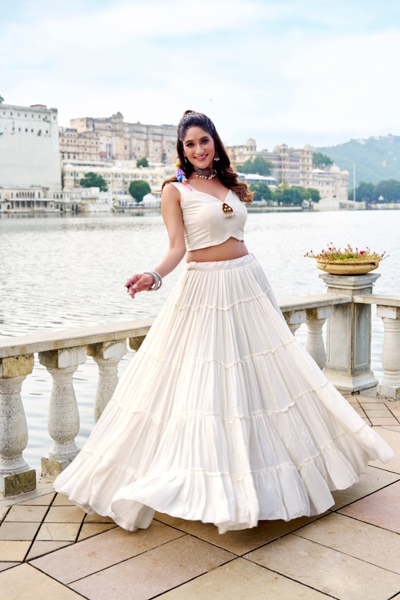 Pure Rayon Mirror Gamthi Work Navratri Lehenga Choli Set