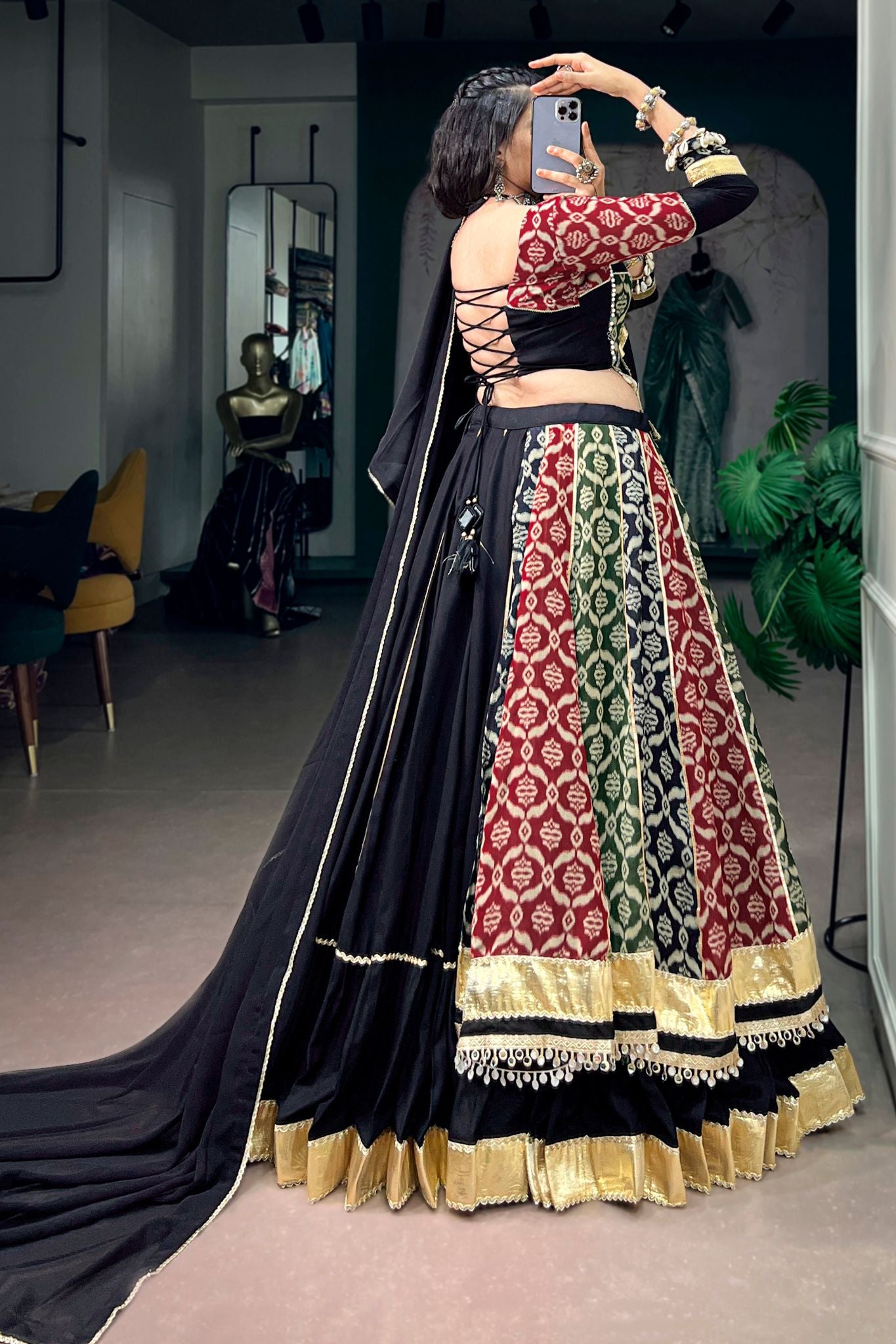 Raasrang Designer Navratri Lehenga Choli In Pure Rayon Heritage Print Garba Outfit