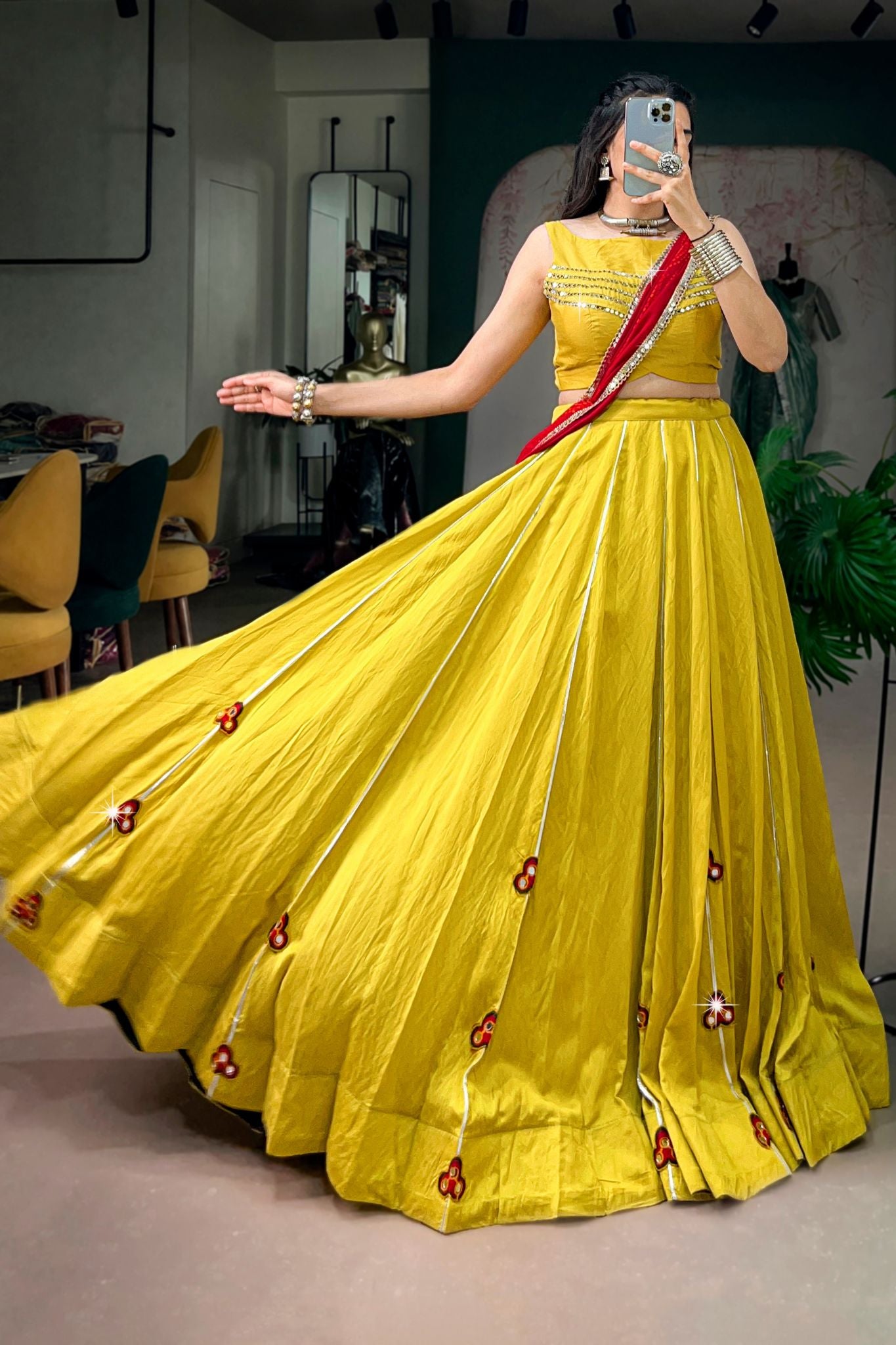 Raasrang Yellow Chanderi Silk Designer Lehenga Choli