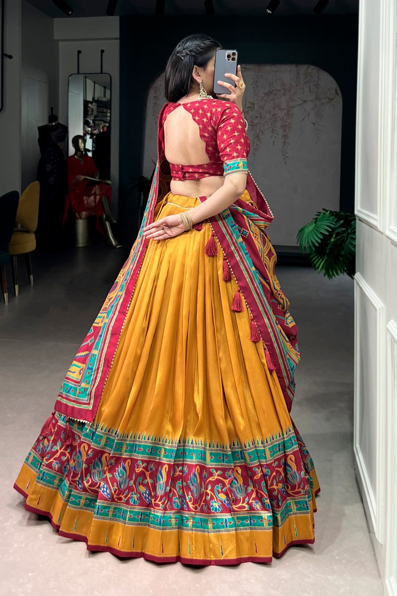 Premium Printed Festive Tasar Silk Lehenga Choli Set For Women