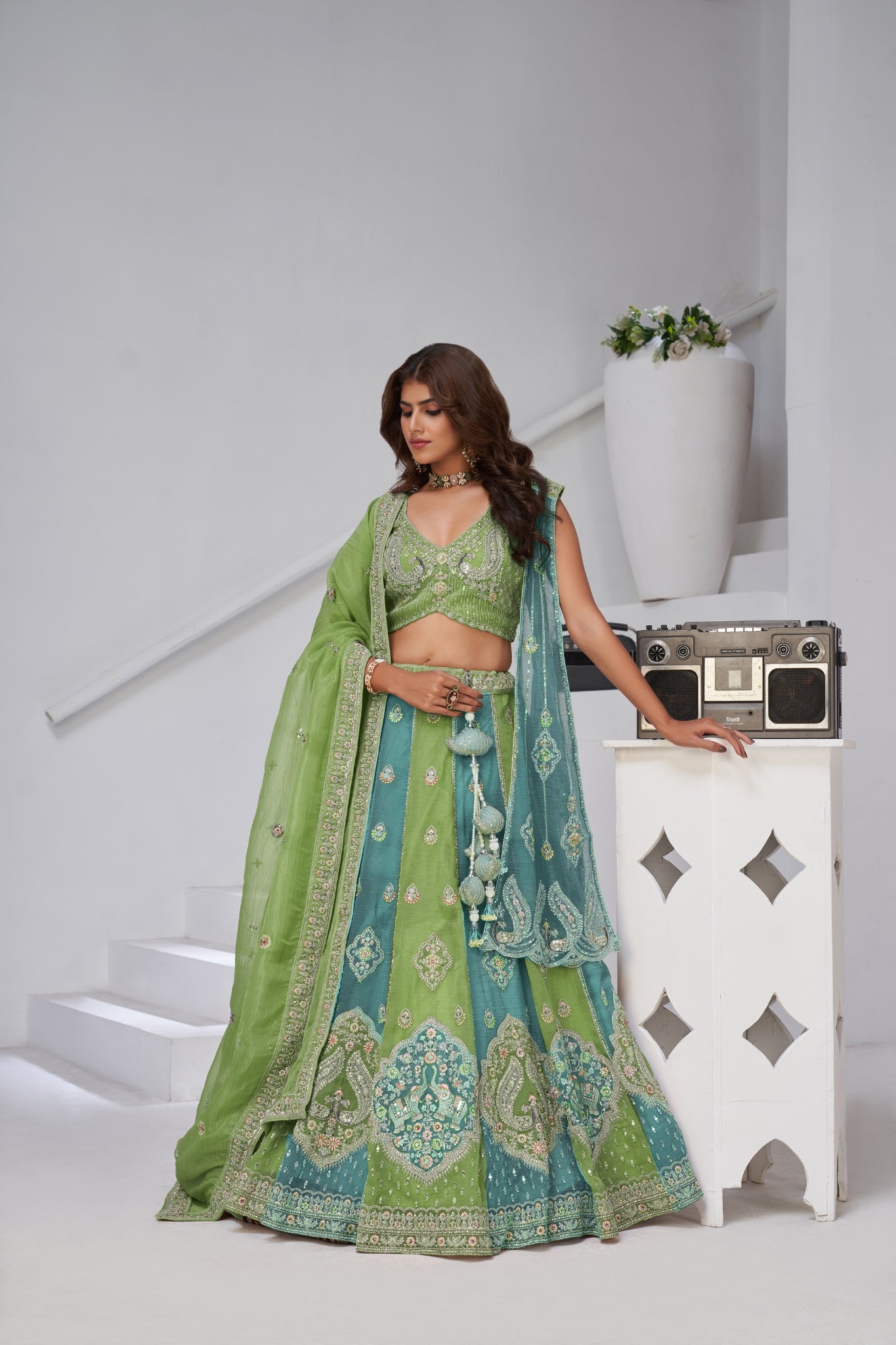 Ethereal Harmony Double Layered Dupatta Bridal Lehenga