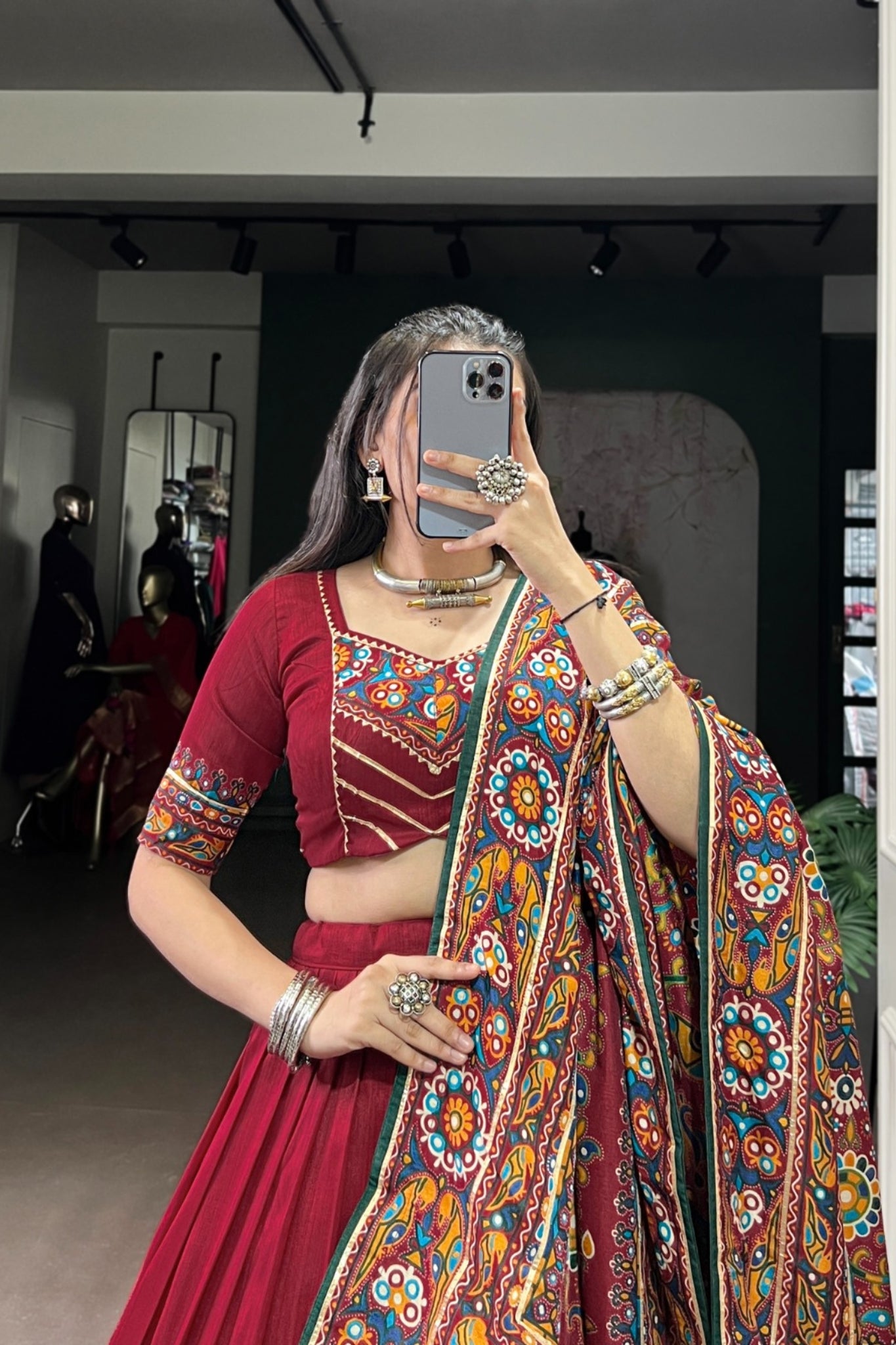 Gamthi Print Embossed Designer Beautiful Lehenga Choli