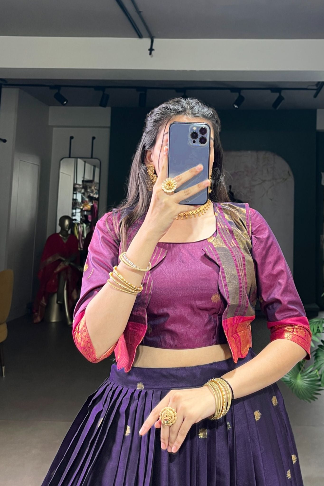 Premium Poly Cotton Zari Woven Lehenga Set – Perfect for Weddings & Celebrations