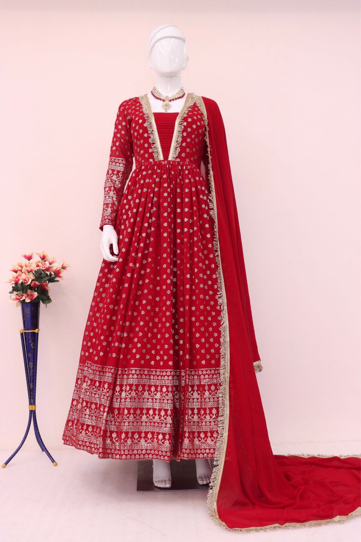 Red Designer Georgette Anarkali Gown