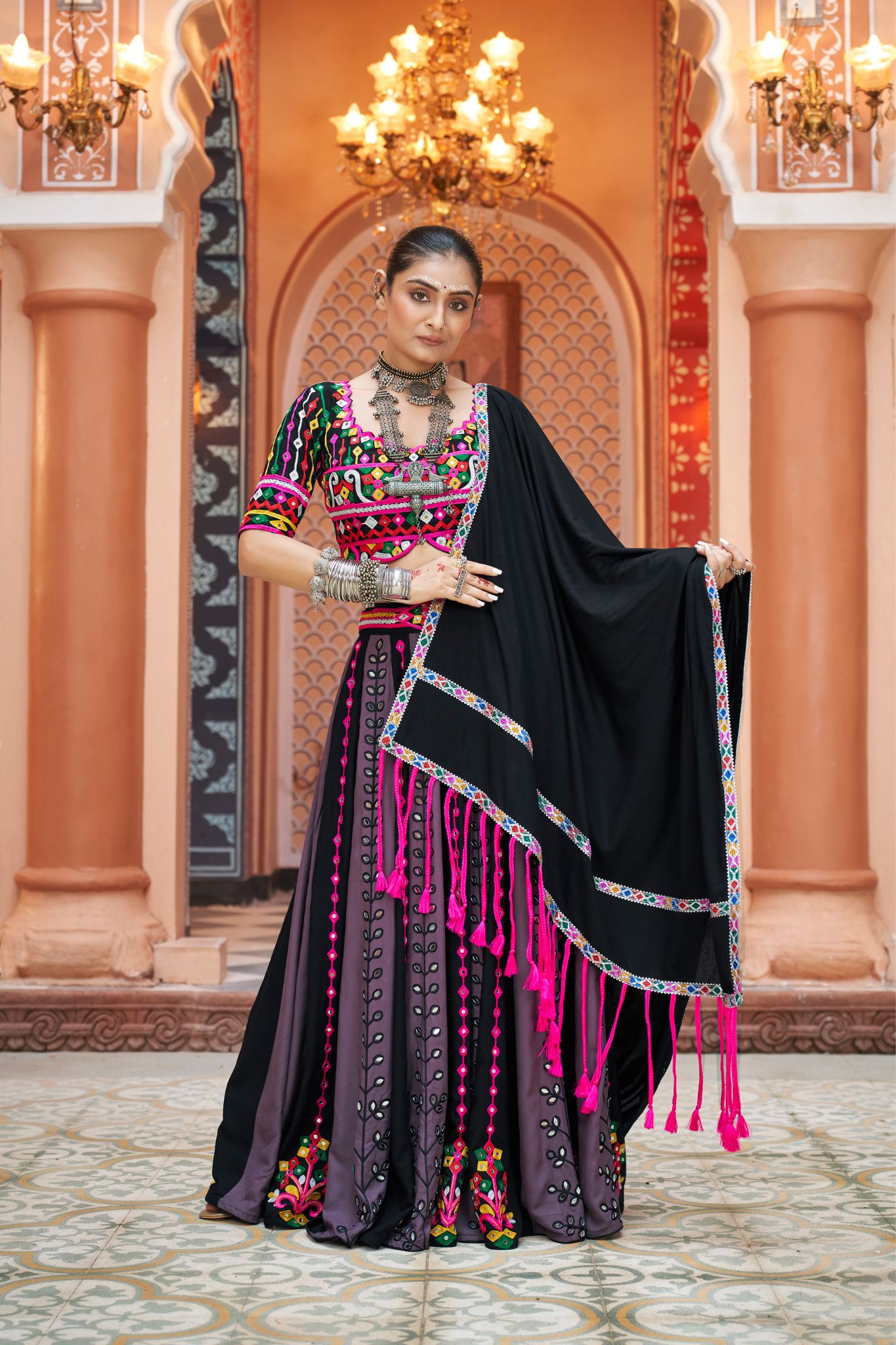 Black Navratri Special Designer Lehenga Choli