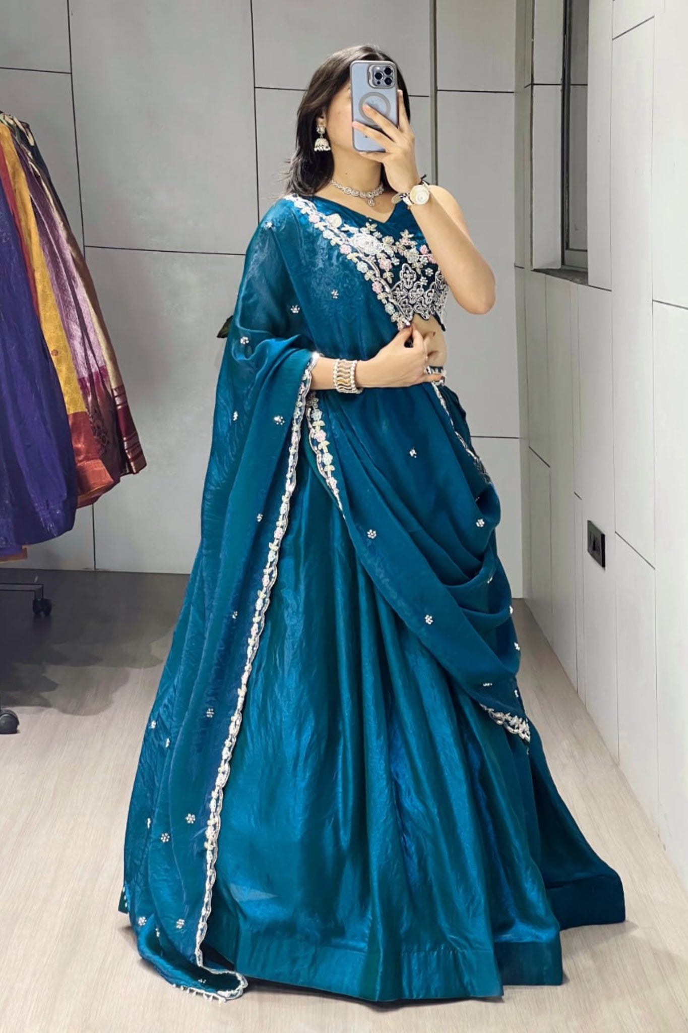 Luxury Antique Beads Work Lehenga Choli With Designer Scallop Blouse And Elegant Dupatta