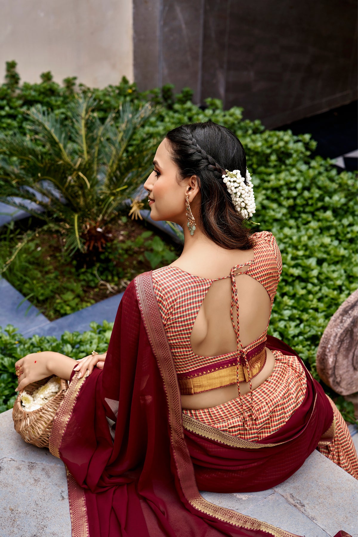 Maroon Kanchi Cotton Chex Designer Festive Wear Lehenga Choli