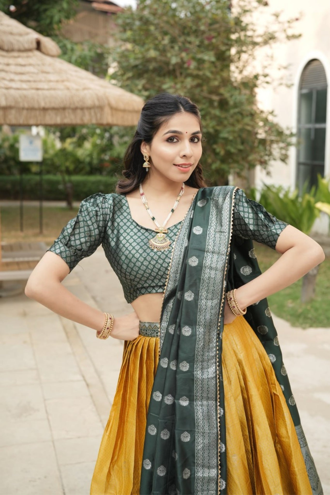 Royal Banarasi Silk Lehenga Choli With Contrast Dupatta For Wedding And Festive Wear