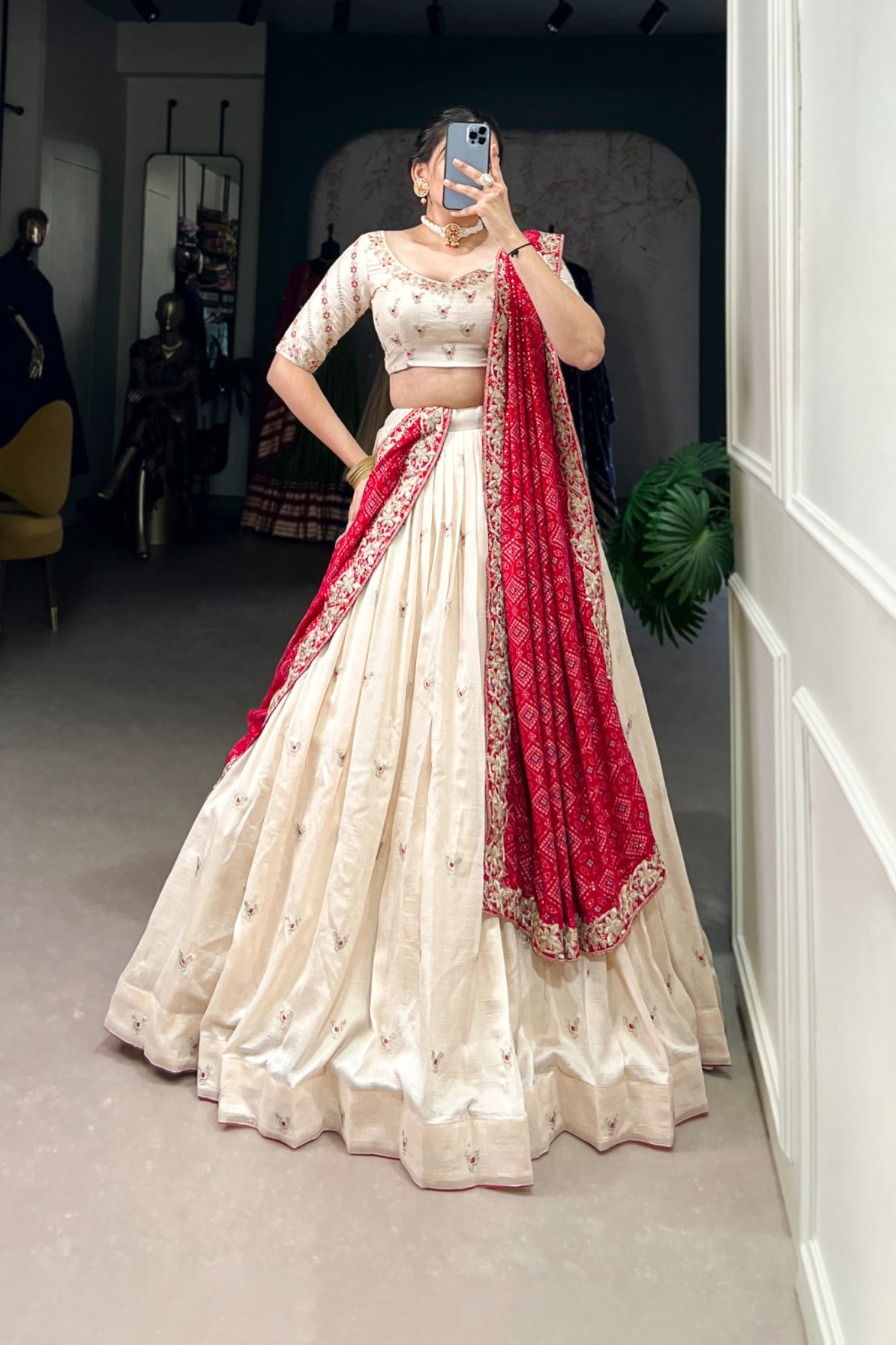 Designer Georgette Sequins Thread Embroidered Lehenga Choli