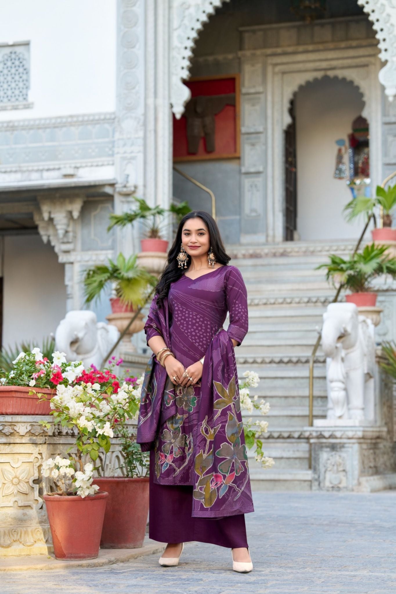 Floral Print Beets Handwork Stunning Salwar Suit