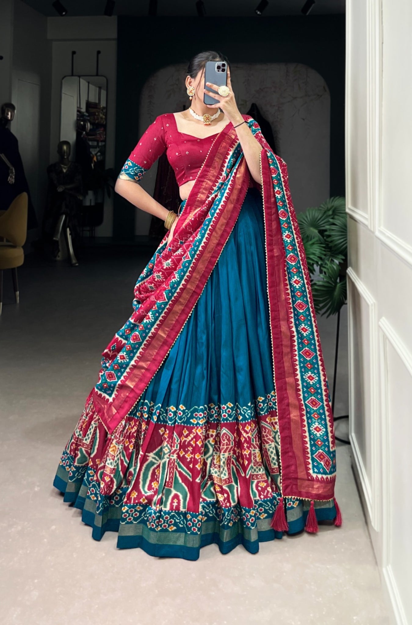 Tradition Tussar Silk Patola Printed Lehenga Choli