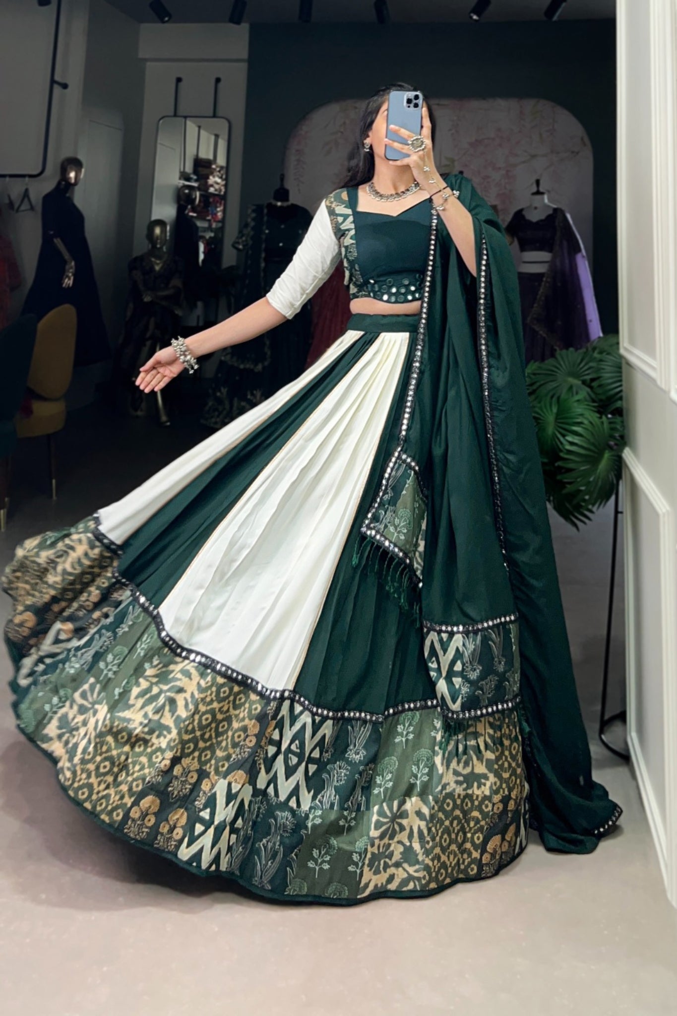 Pure Rayon Printed Gota Patti Touch Up Mirror Work Designer Lehenga Choli